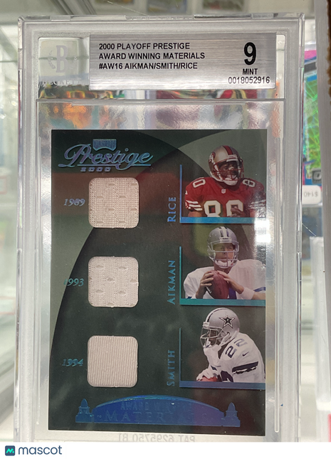 2000 Prestige Rice Aikman Smith Triple Patch BGS 9