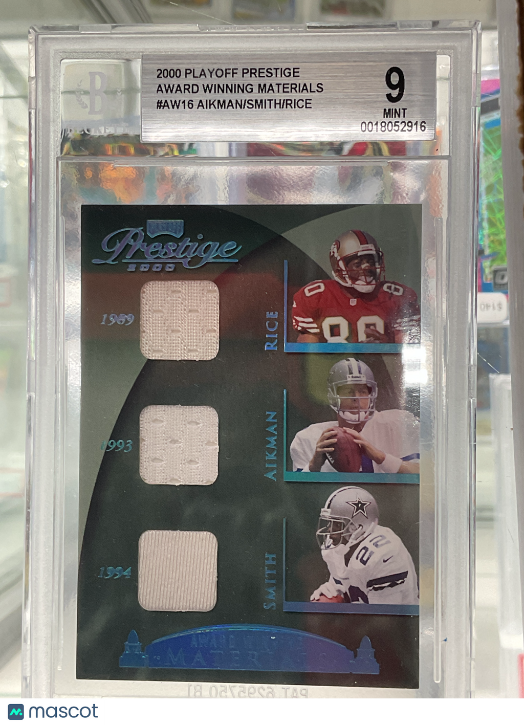 2000 Prestige Rice Aikman Smith Triple Patch BGS 9