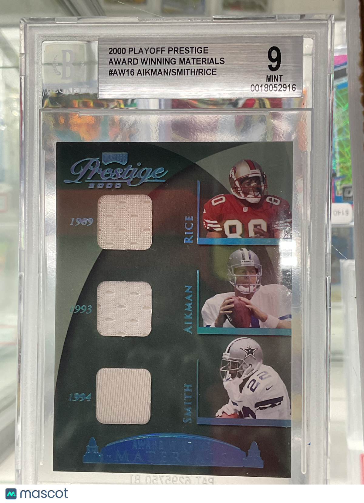 2000 Prestige Rice Aikman Smith Triple Patch BGS 9