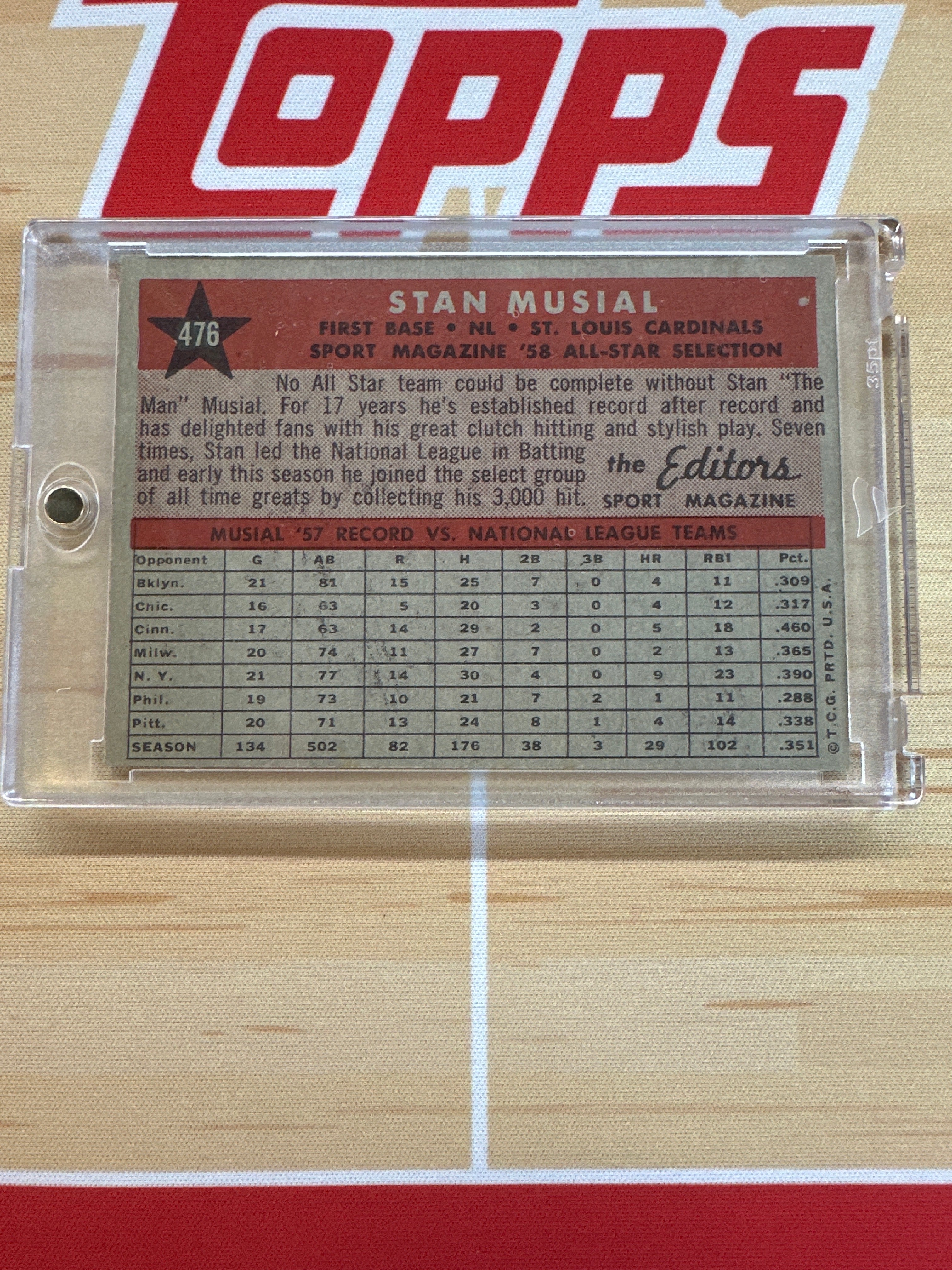 1958 Topps Stan Musial #476 Sport Magazine