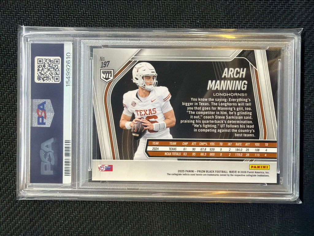 2025 Prizm Black Arch Manning #197 PSA 9 Texas