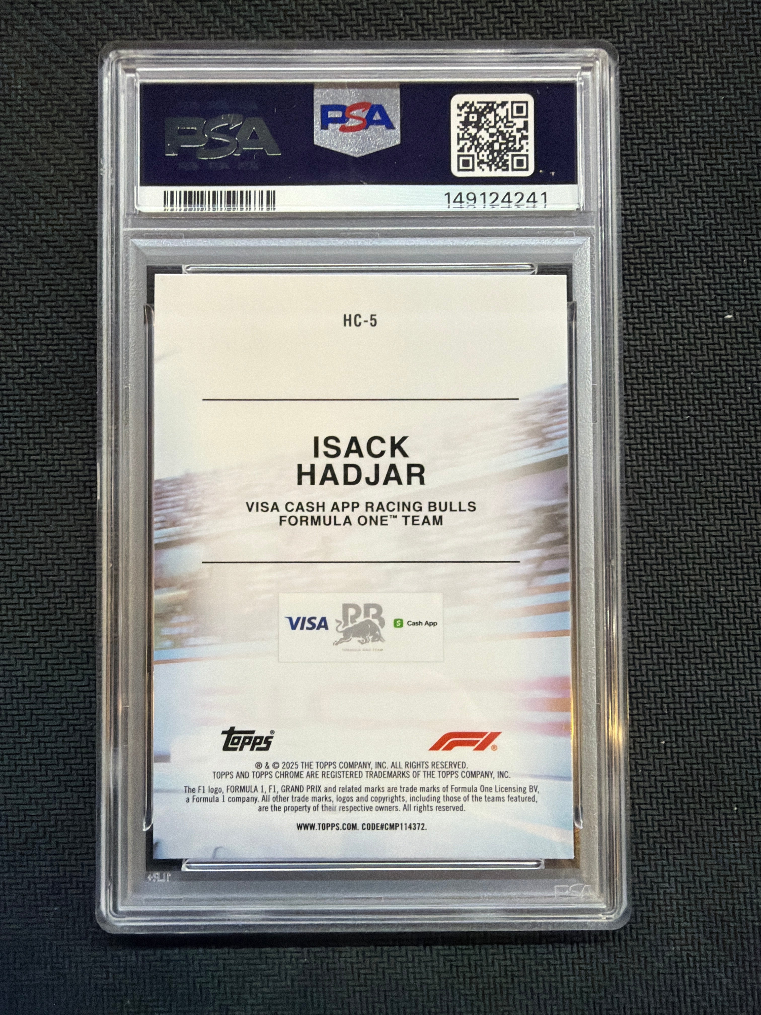 2025 Topps Chrome F1 Isack Hadjar Rookie Helmet PSA 10