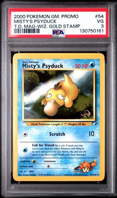 2000 Pokemon Top Deck Magazine Promo Misty's Psyduck Gold Wizards Stamp 54 PSA 3