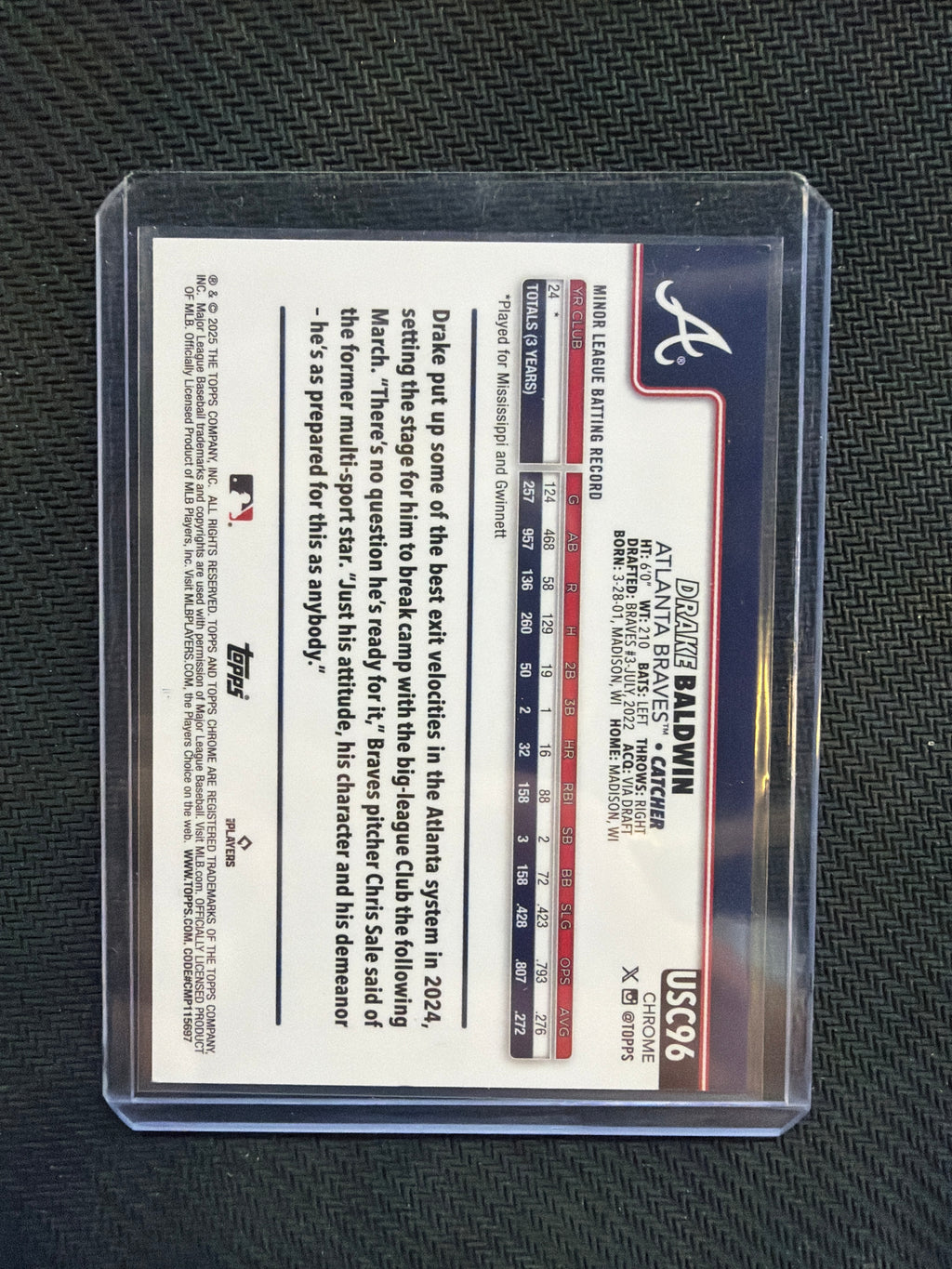 2025 Topps Chrome Drake Baldwin Image Variation