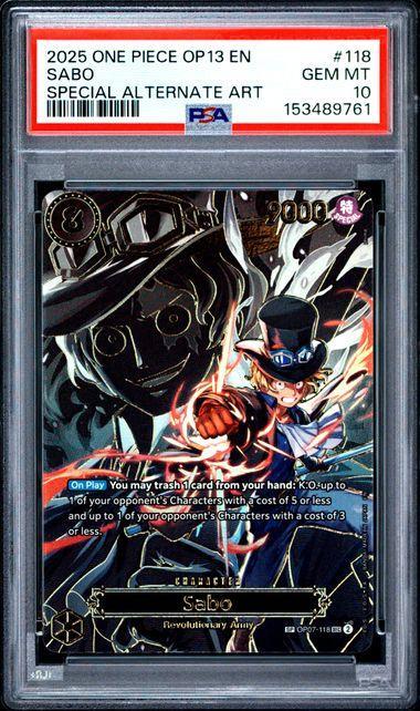 2025 One Piece OP13 Sabo Special Alt Art 118 PSA 10