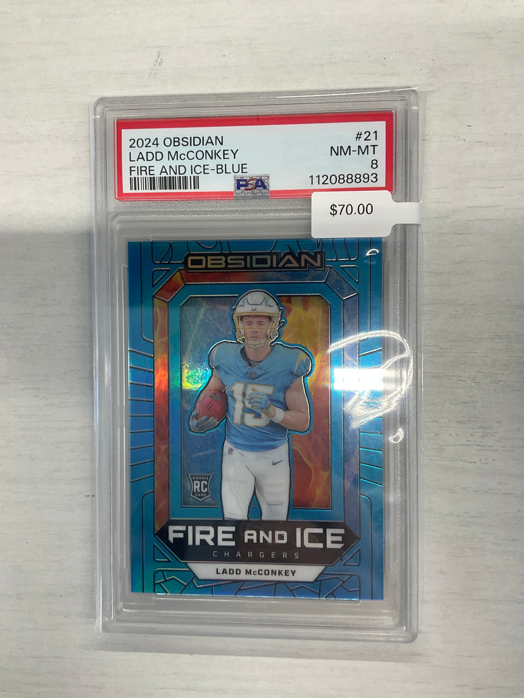2024 Obsidian Ladd Mcconkey Fire And Ice Blue /25 PSA 8