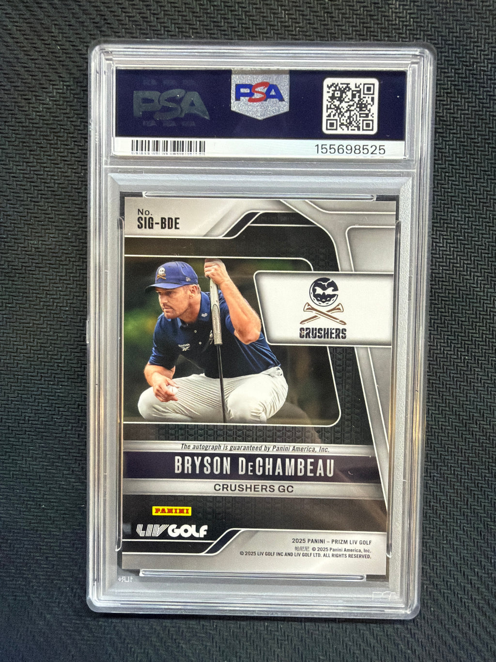 2025 Prizm Liv Golf Bryson DeChambeau Signature PSA 10