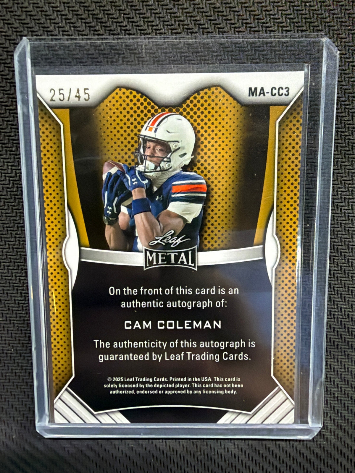 2025 Leaf Metal Cam Coleman Autograph /45