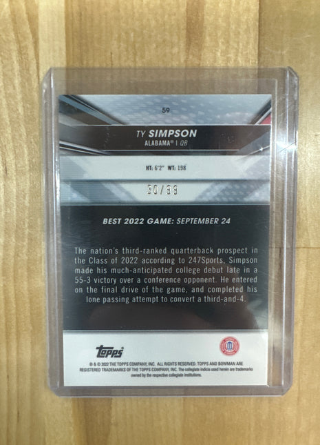 2022 Bowman Chrome U Ty Simpson Green /99