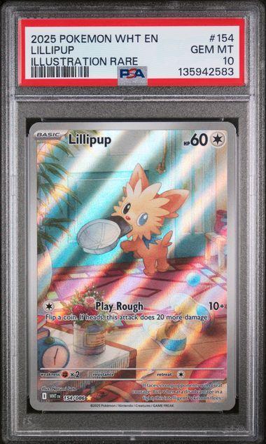 2025 Pokmeon White Flare Lillipup 154 PSA 10