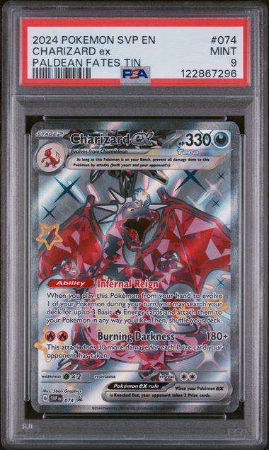 2024 Pokemon Paldean Fates Tin Promo Charizard ex 074 PSA 9