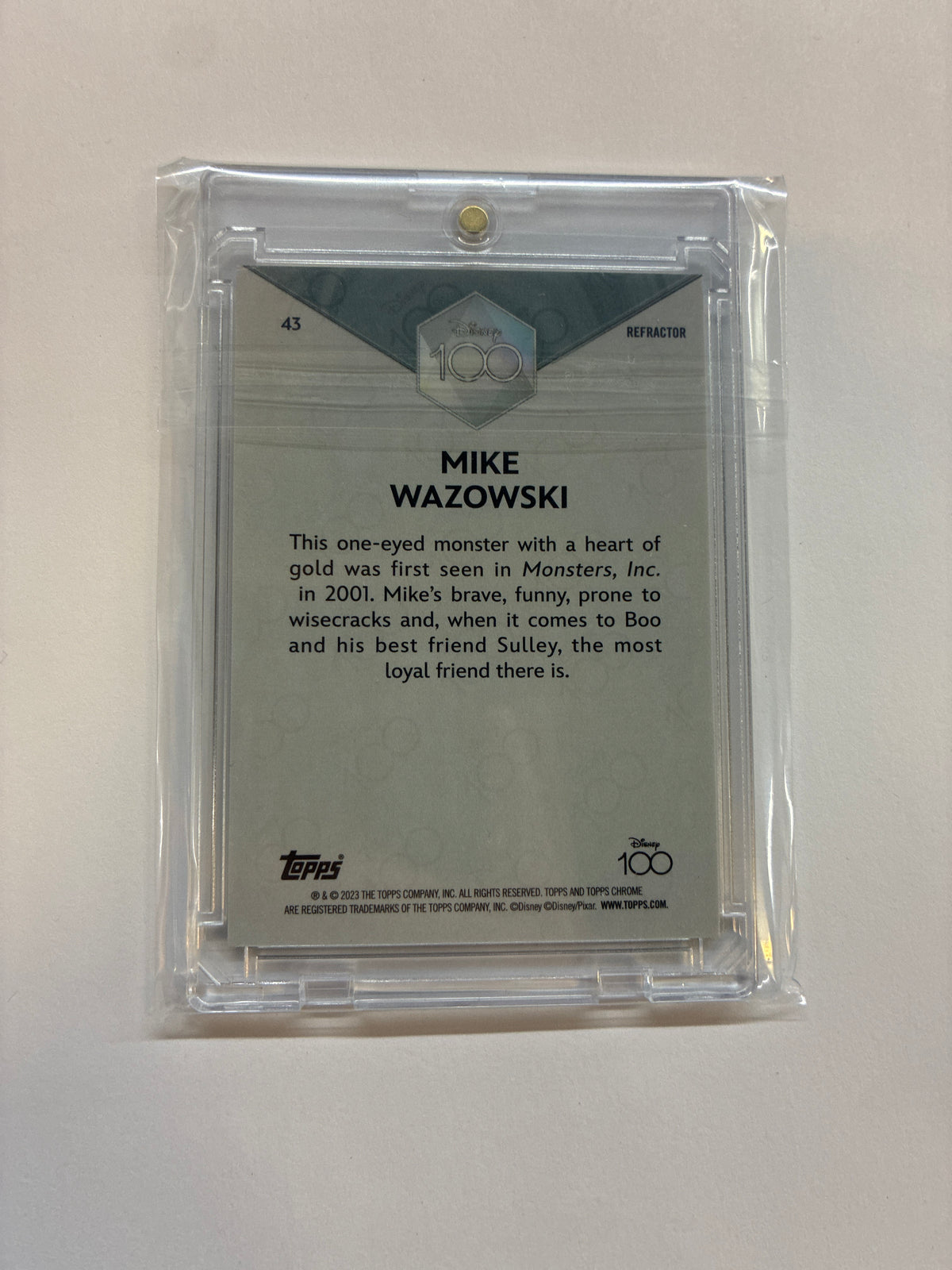 2023 Topps Chrome Disney 100 Mike Wazowski Refractor