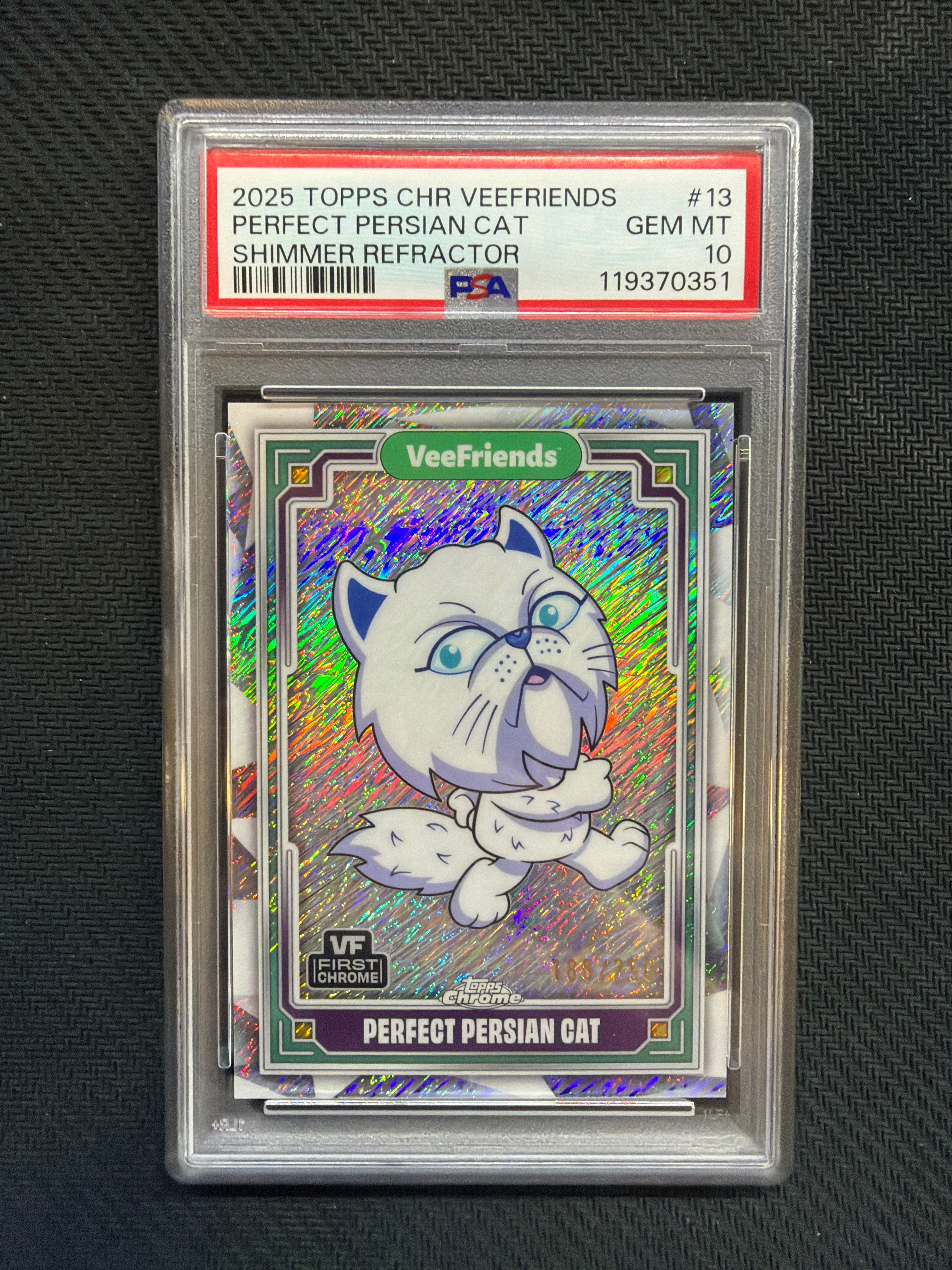 2025 Topps Chrome VeeFriends Perfect Persian Cat Shimmer Refractor PSA 10