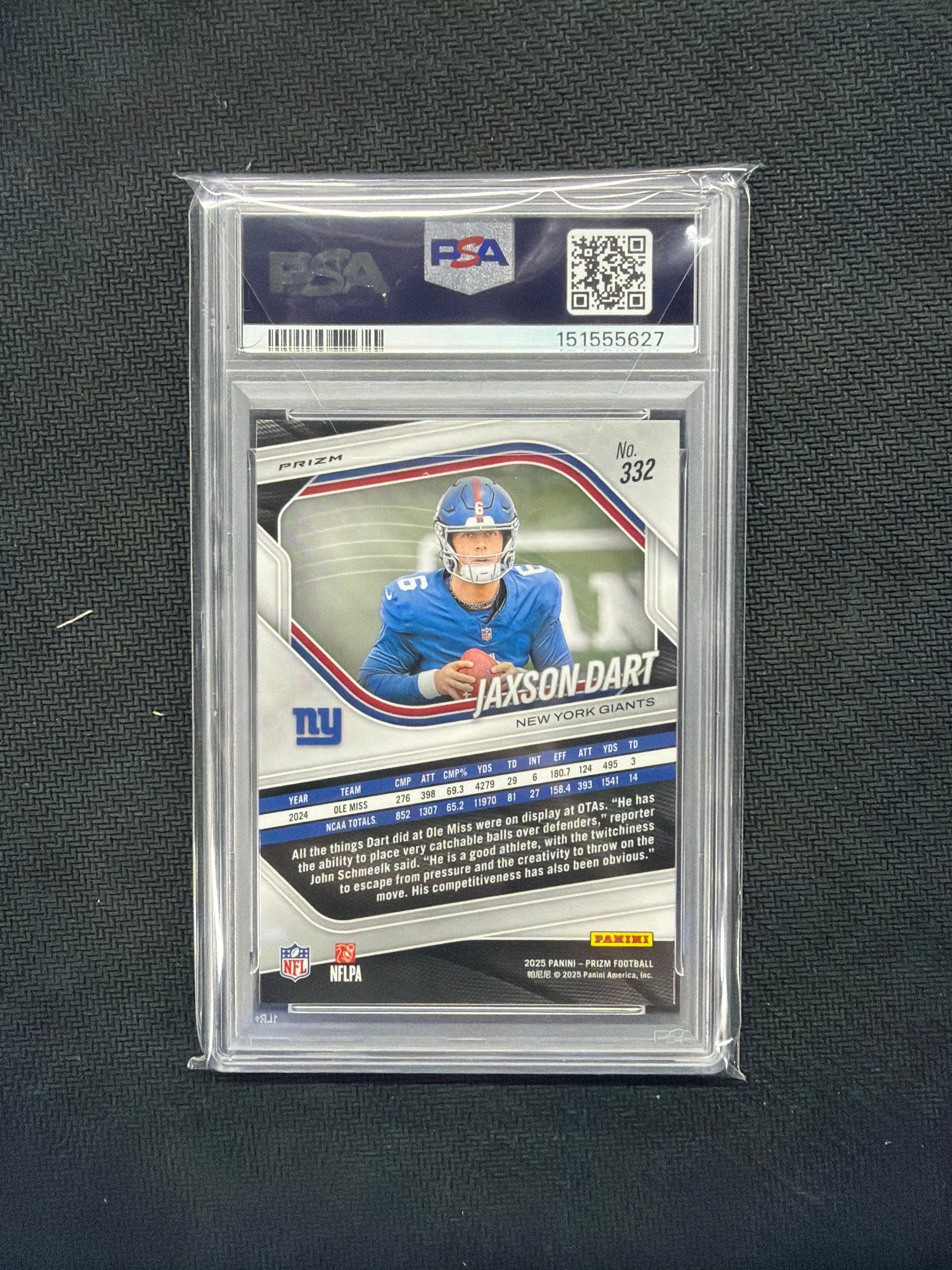 2025 Prizm Jaxson Dart White Disco PSA 9