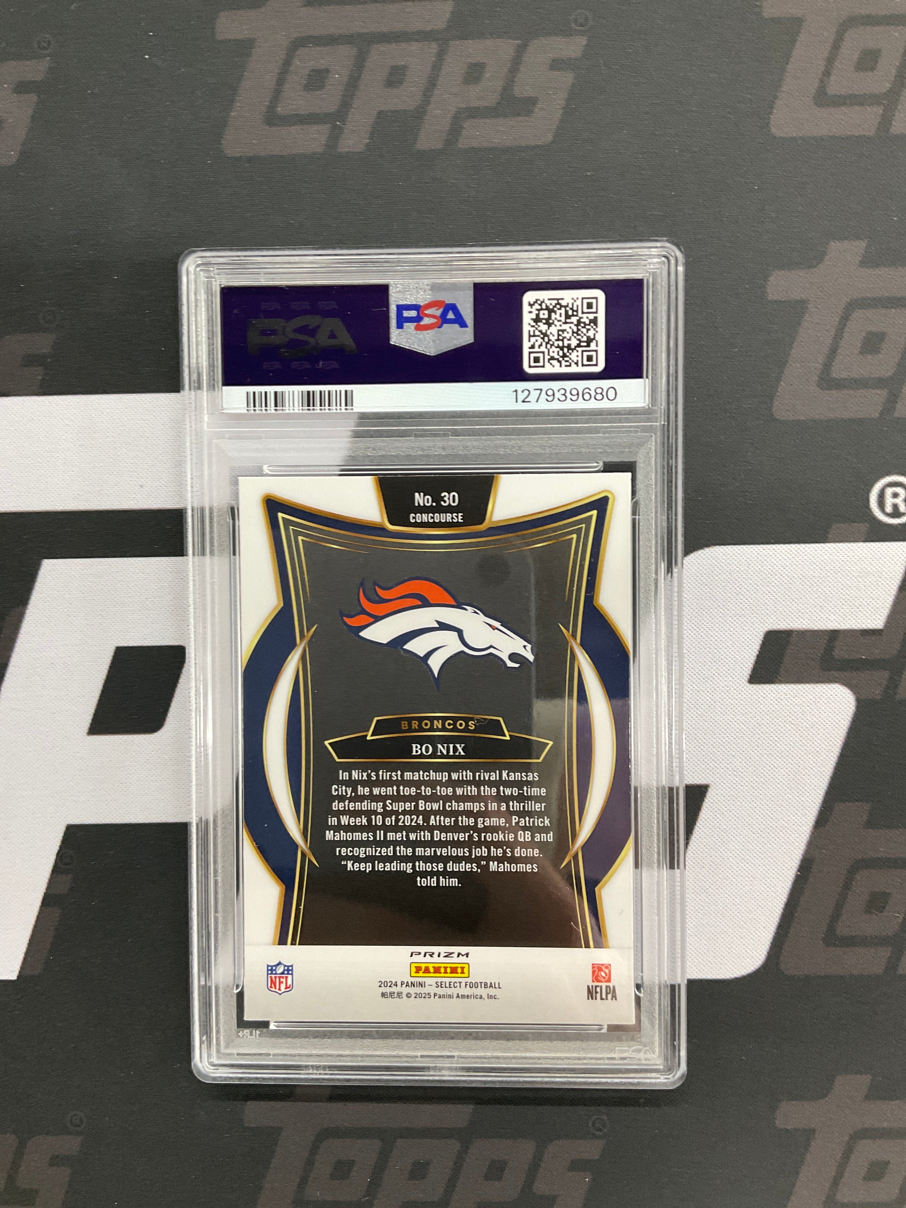 2024 Panini Select Bo Nix Rookie Silver PSA 10