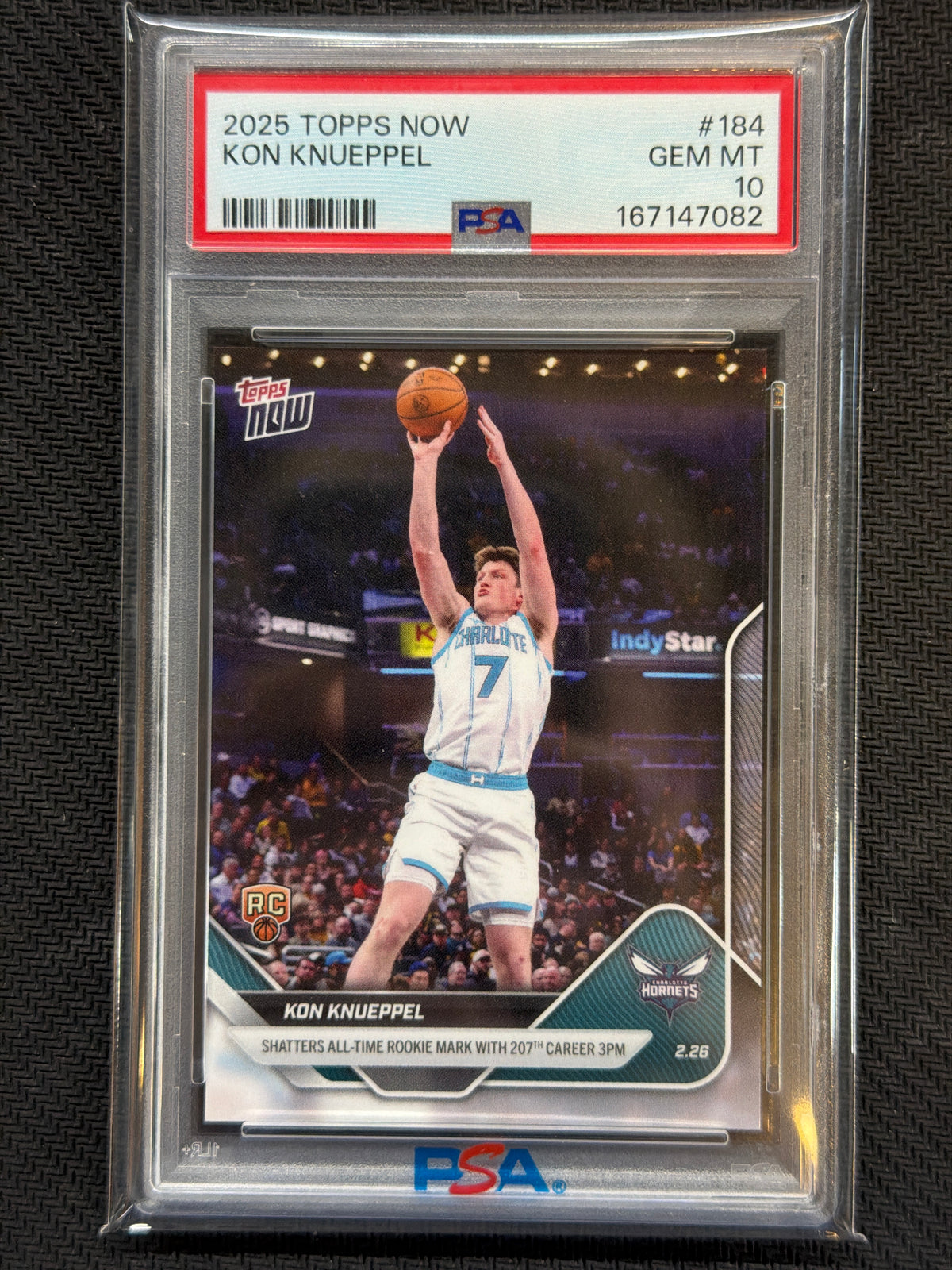 2025/26 Topps Now Kon Knueppel Rookie #184 Career 3PM PSA 10 082