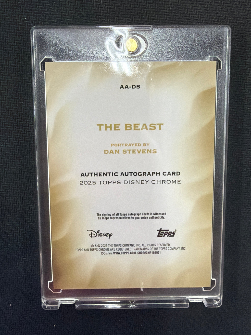 2025 Topps Chrome Disney Sapphire The Beast Dan Stevens Auto /10