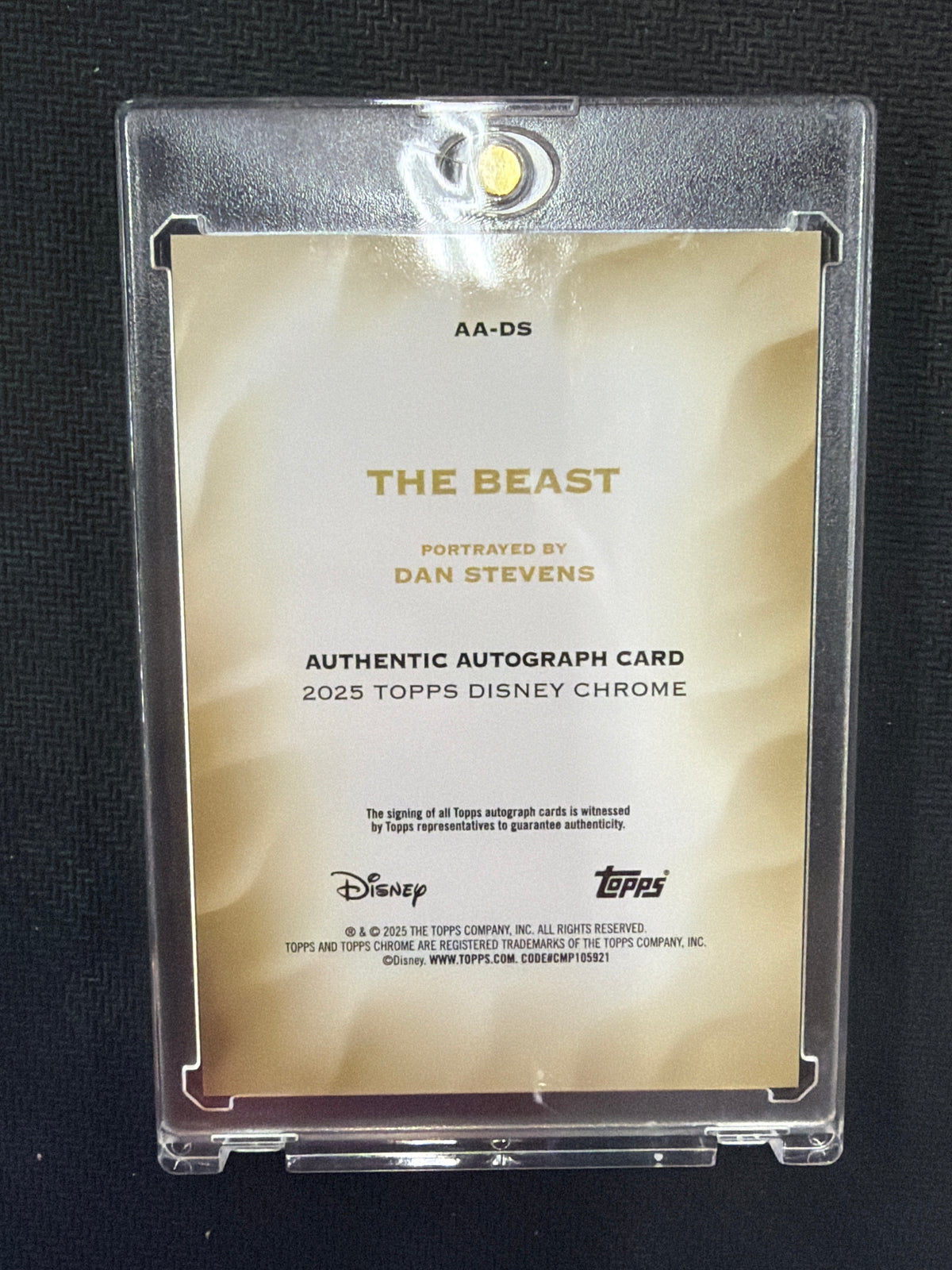 2025 Topps Chrome Disney Sapphire The Beast Dan Stevens Auto /10