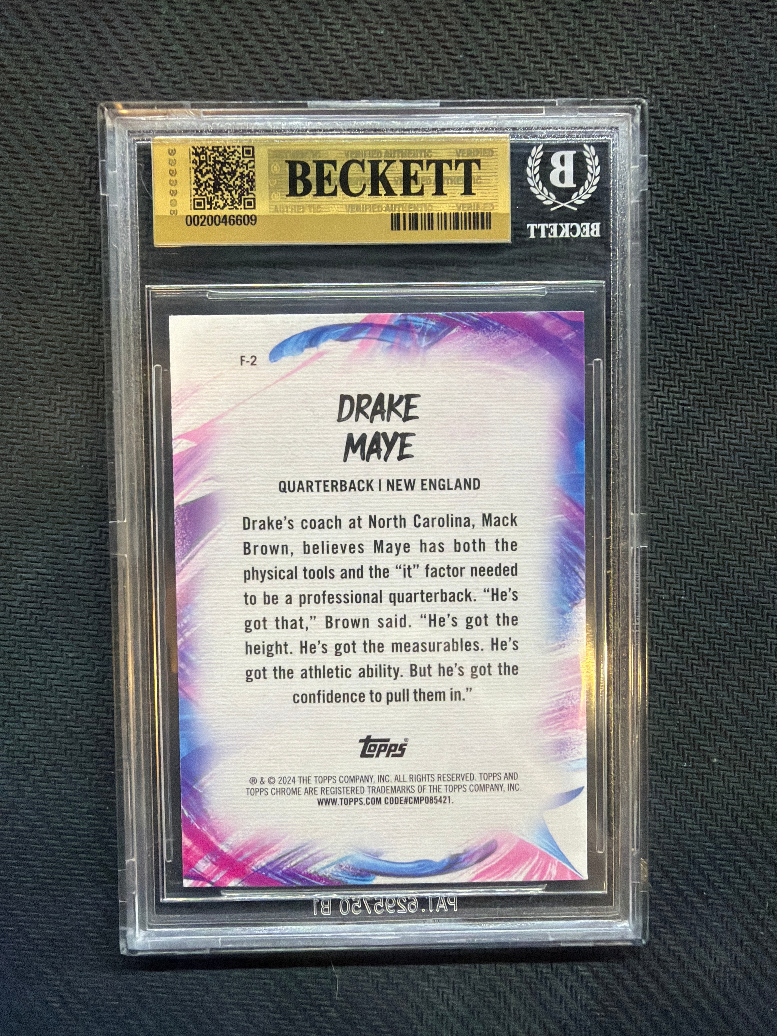 2024 Topps Chrome Finesse Lazer Refractor Drake Maye Rookie BGS 9.5 Patriots