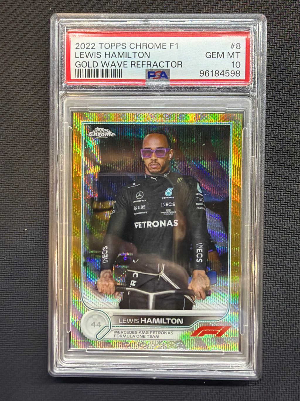 2022 Topps Chrome F1 Lewis Hamilton Gold Wave /50 PSA 10 598 Mercedes