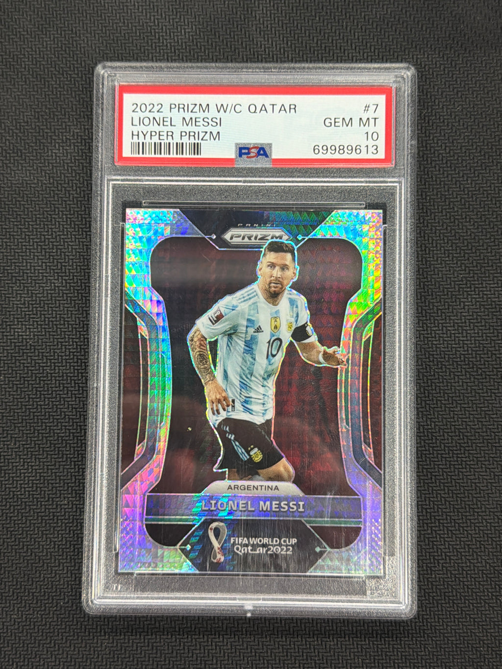2022 Prizm World Cup Lionel Messi Hyper PSA 10 Argentina