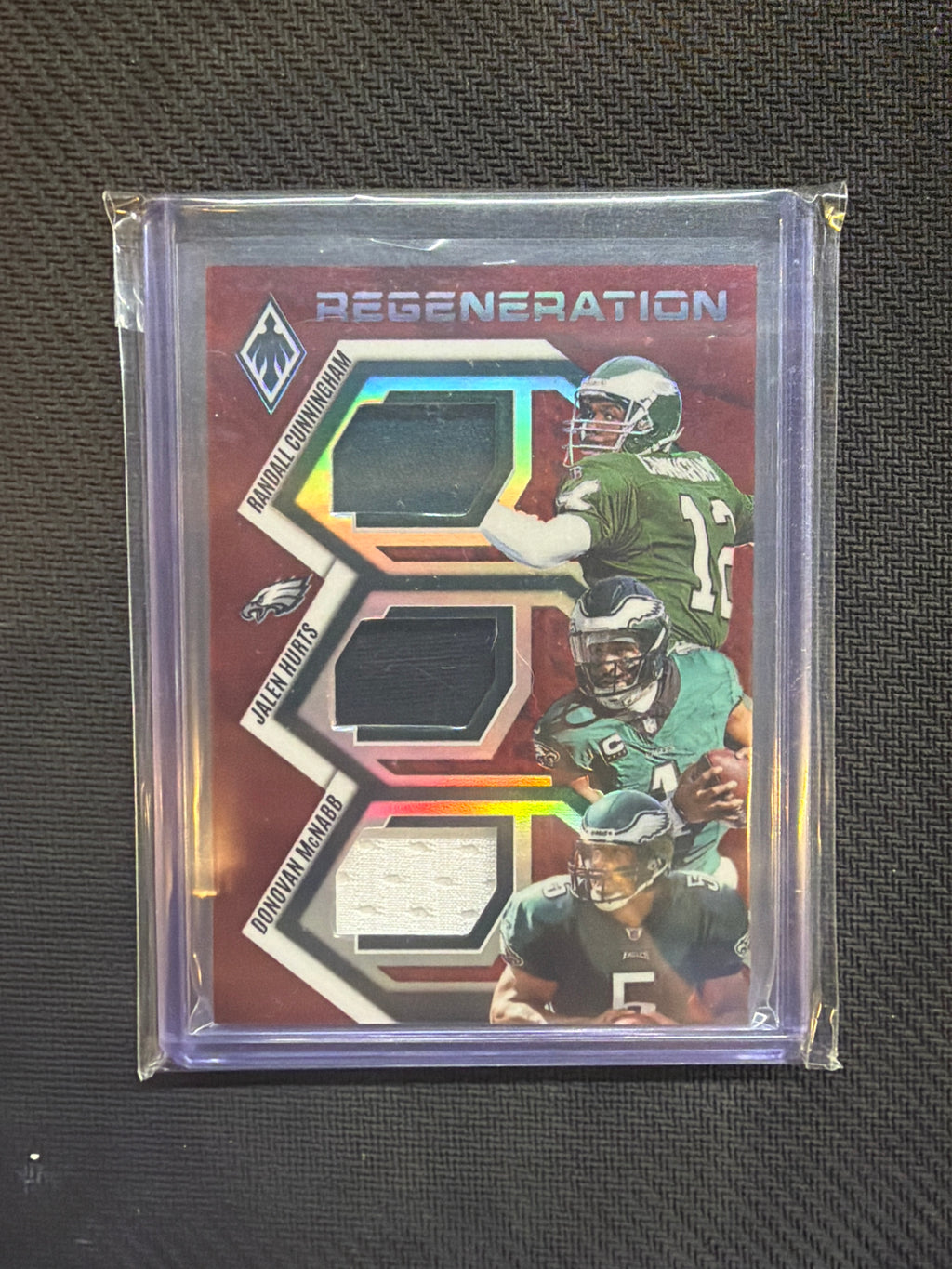 2025 Panini Phoenix Regeneration Cunningham/Hurts/McNabb Eagles Triple Patch /249