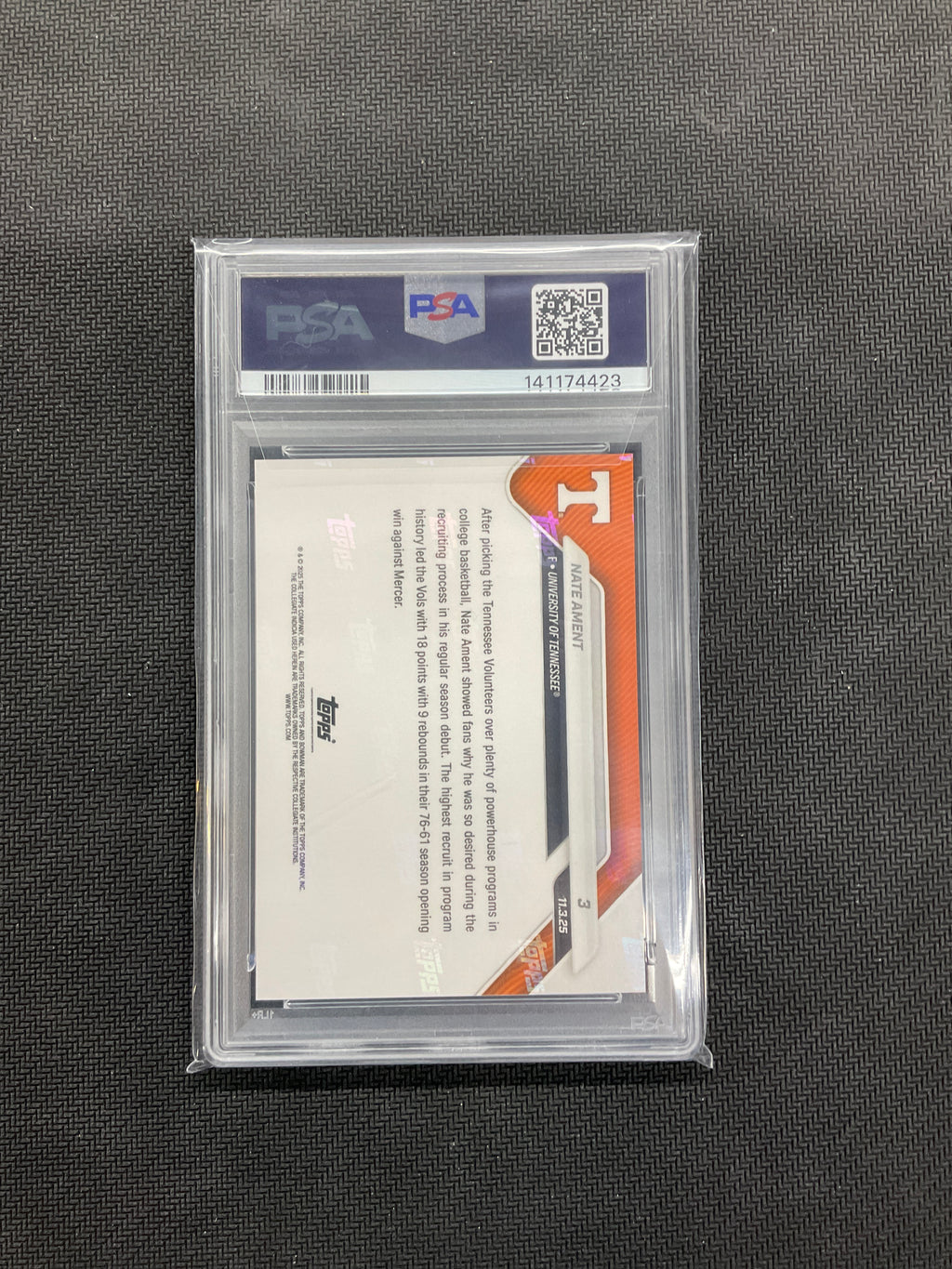 2025 Bowman U Now Nate Ament Rookie #3 PSA 10 Tennessee 423