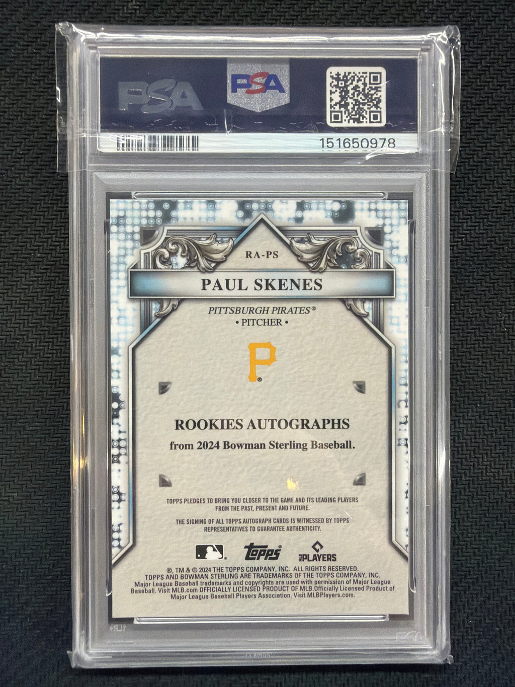 2024 Bowman Sterling Paul Skenes Rookie Auto Gold /50 PSA 10 Pirates