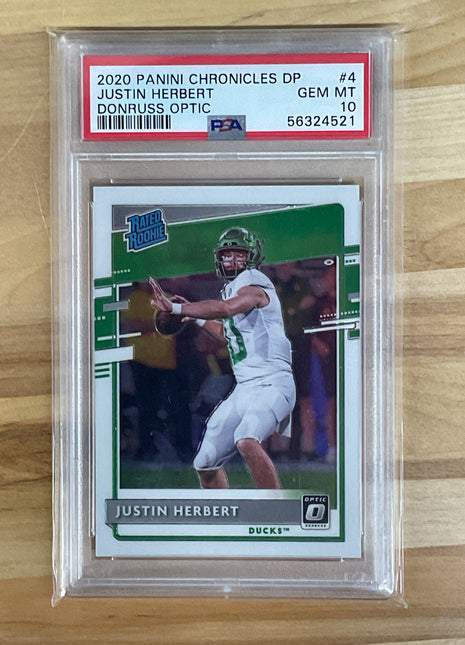 2020 Panini Chronicles Draft Picks Donruss Optic Rated Rookies Justin Herbert #4 PSA 10