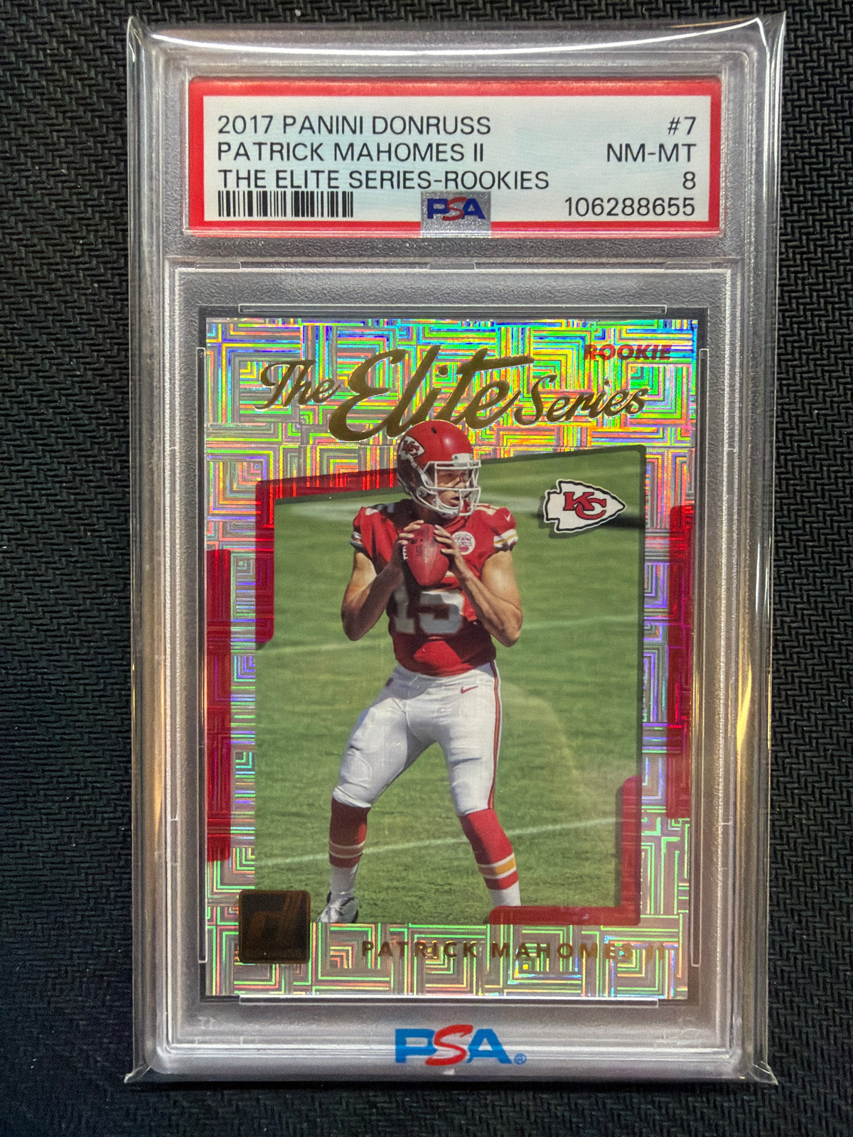 2017 Donruss Patrick Mahomes II The Elite Series Rookie PSA 8 Cheifs