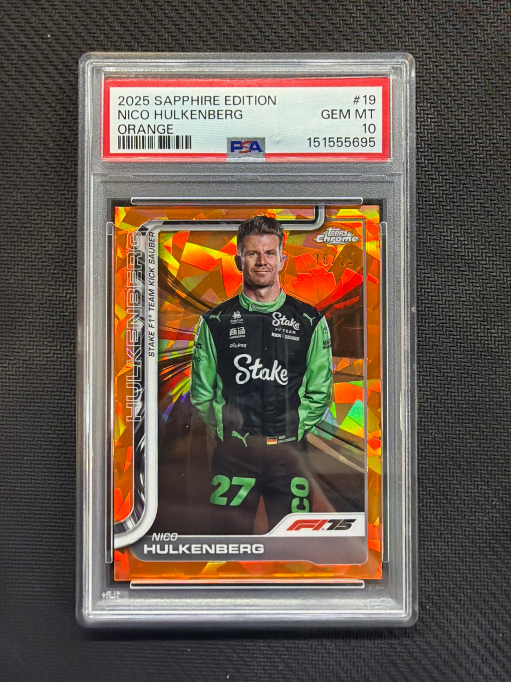 2025 Topps Chrome F1 Sapphire Nico Hulkenberg Orange /25 PSA 10 Kick 695