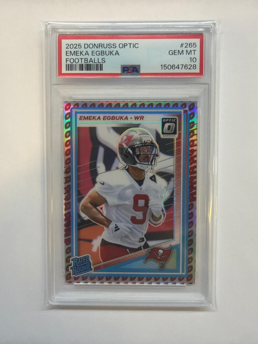 2025 Donruss Optic Emeka Egbuka Footballs /16 PSA 10