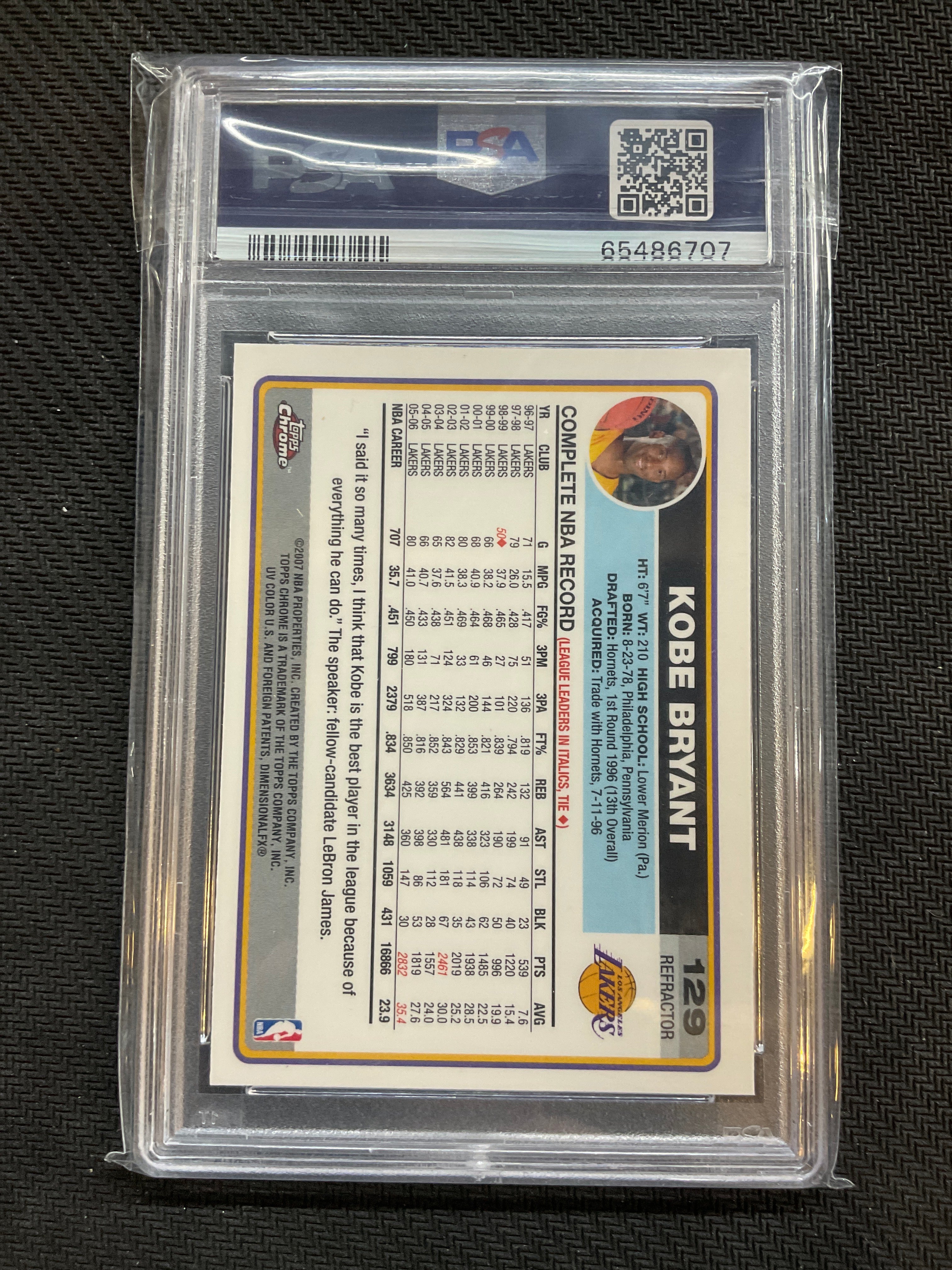 2006 Topps Chrome Kobe Bryant Refractor PSA 9 Lakers