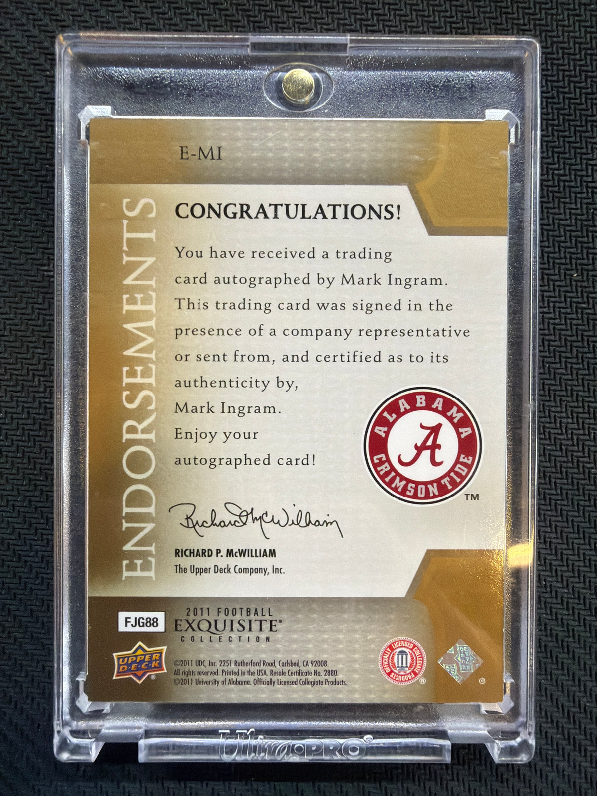2011 Upper Deck Exquisite Mark Ingram Rookie Auto /75 Alabama