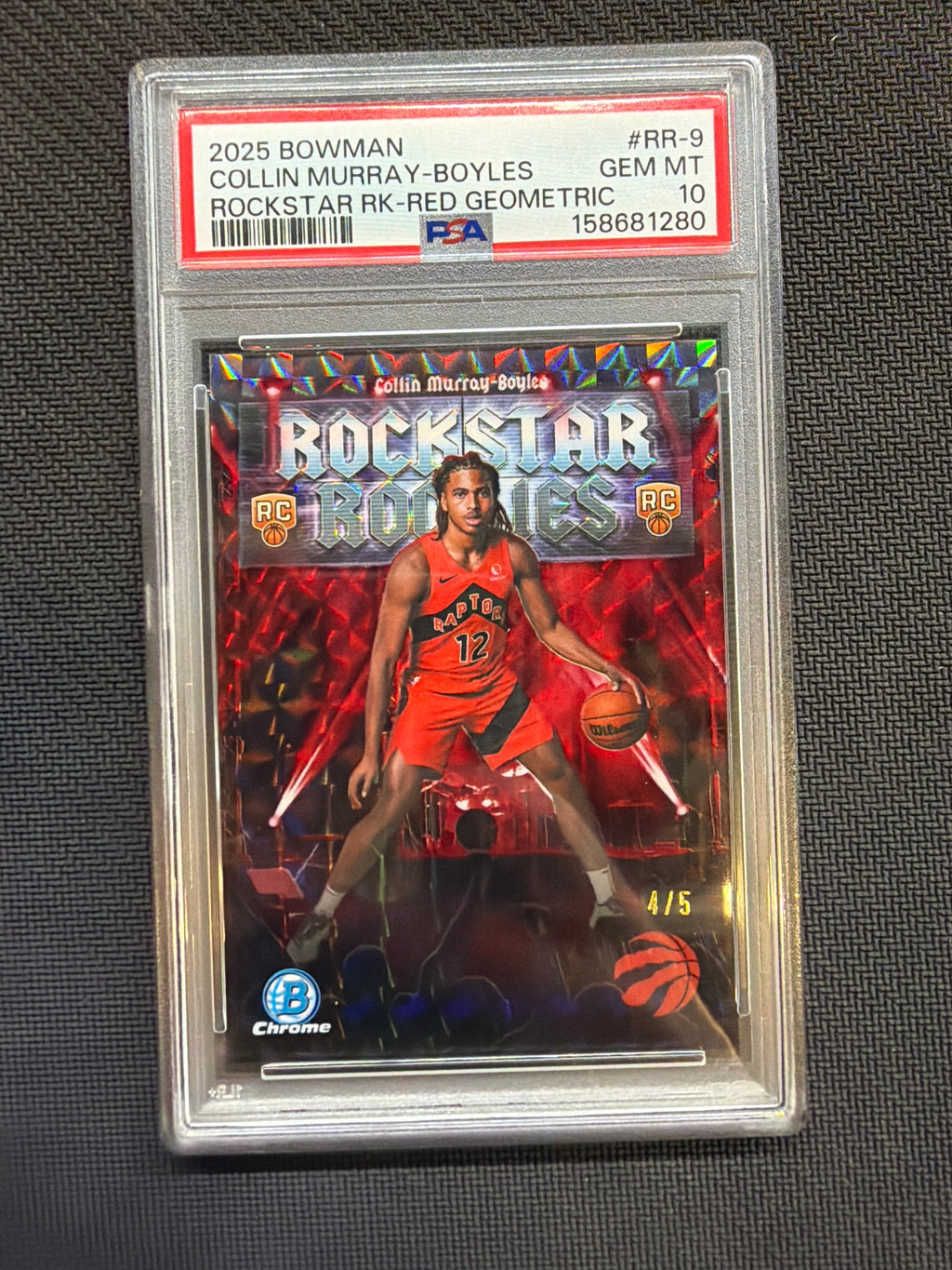 2025 Bowman Collin Murray-Boyles Rockstar Red Geometric /5 PSA 10 Raptors