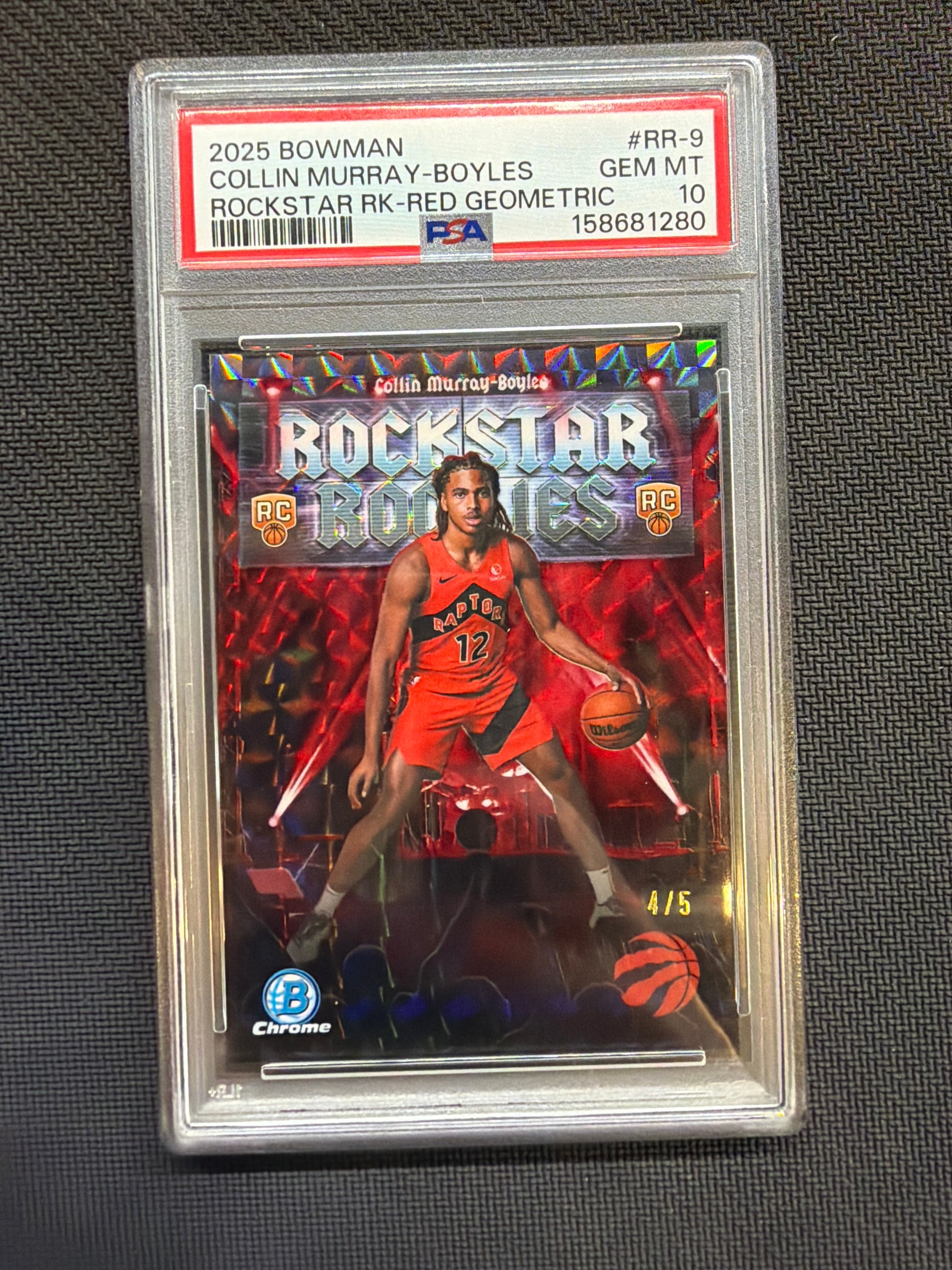 2025 Bowman Collin Murray-Boyles Rockstar Red Geometric /5 PSA 10 Raptors