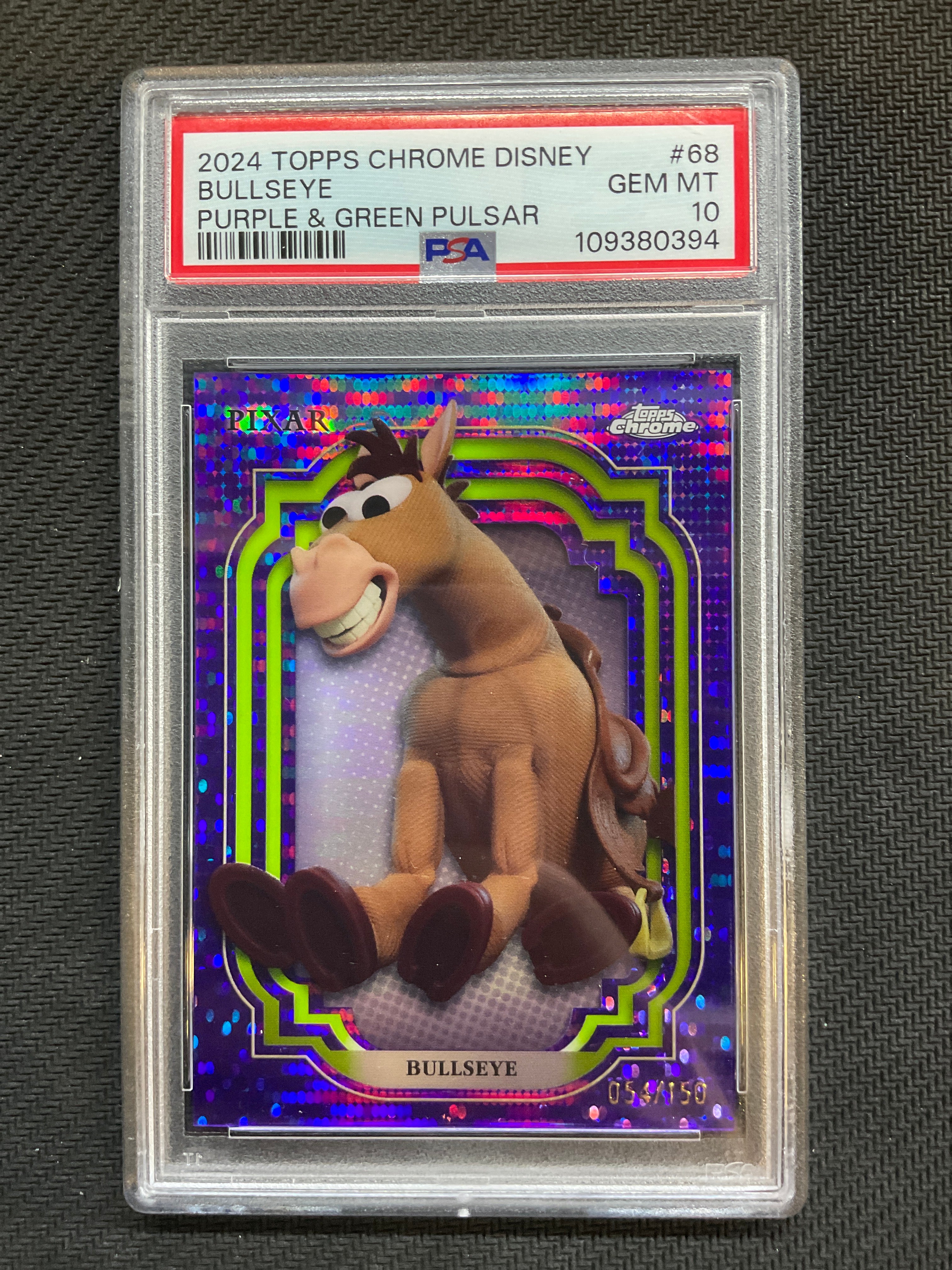 2024 Topps Chrome Disney Bullseye Purple Green Pulsar /150 PSA 10