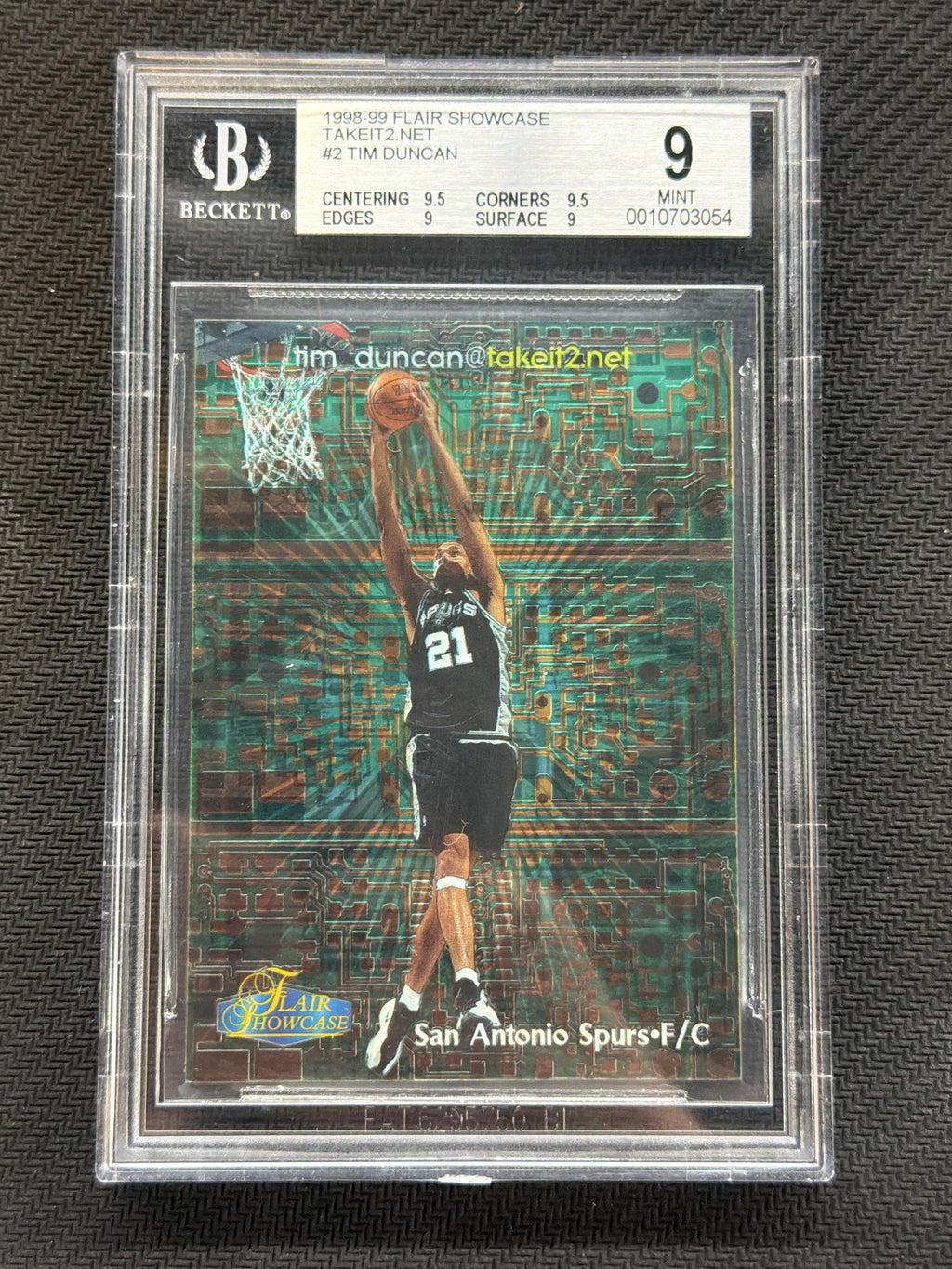1998-99 Flair Showcase Takeit2.Net Tim Duncan #2 BGS 9 Spurs