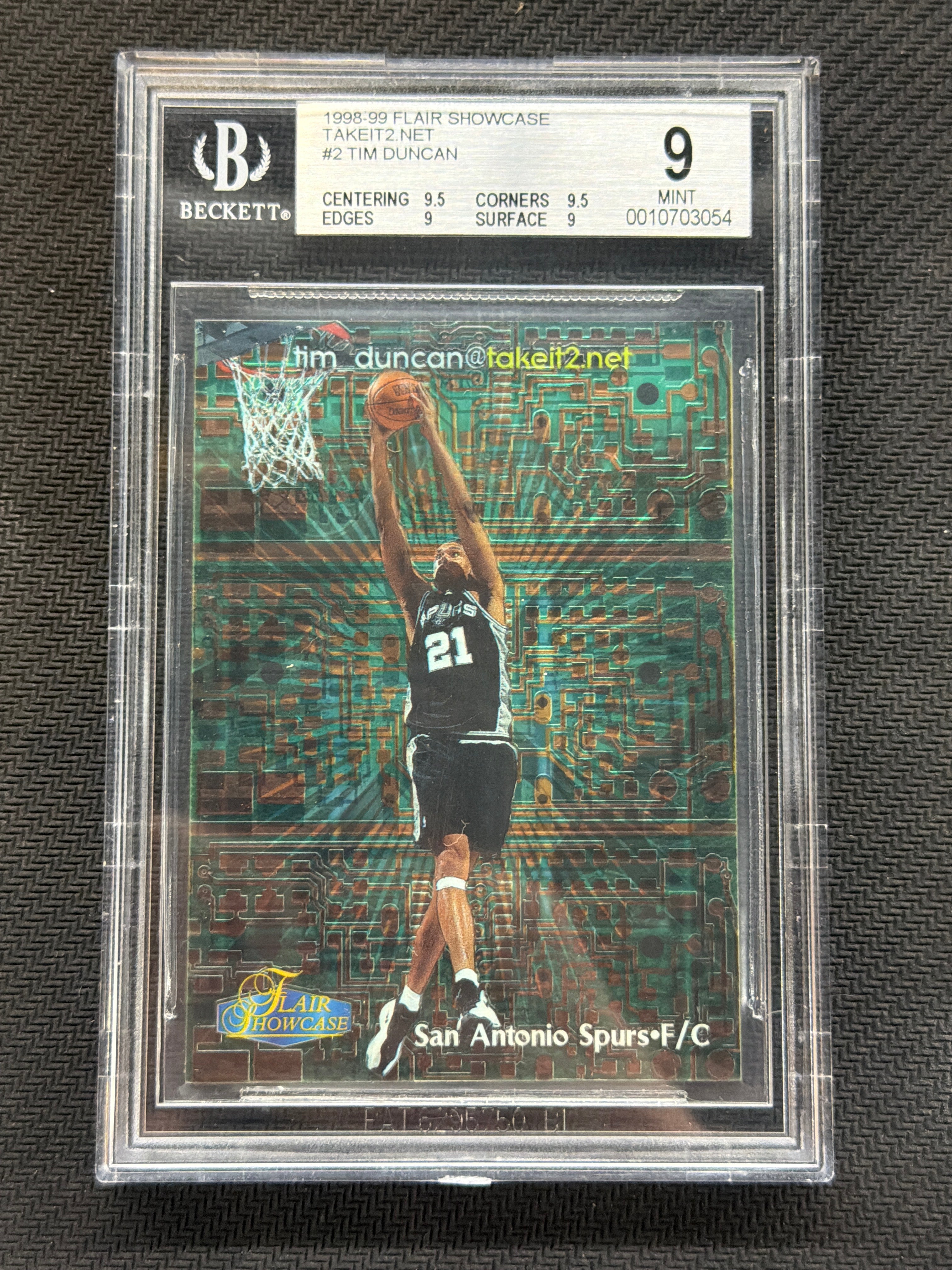 1998-99 Flair Showcase Takeit2.Net Tim Duncan #2 BGS 9 Spurs