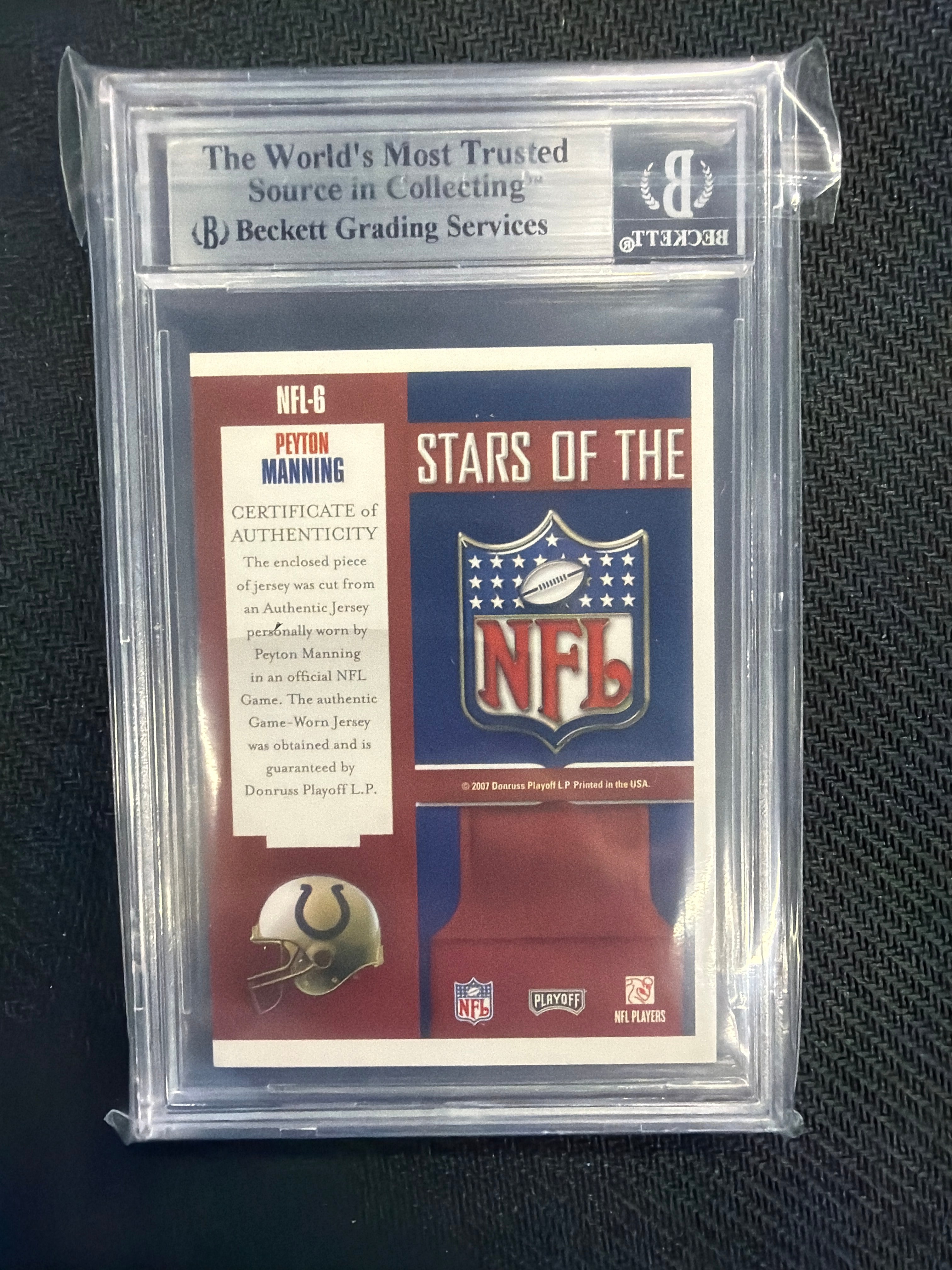 2007 Playoff Prestige Peyton Manning Patch Stars BGS 7.5