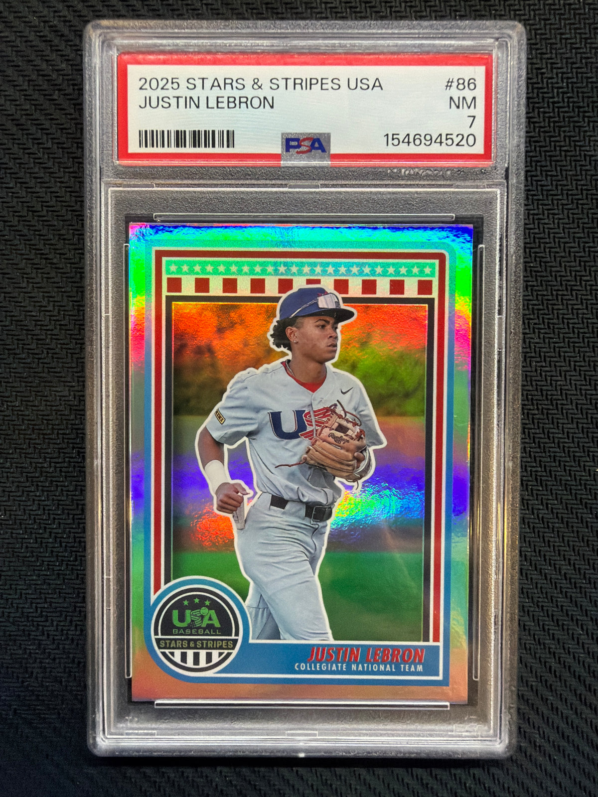 2025 Panini Stars & Stripes Justin LeBron Rookie PSA 7 520