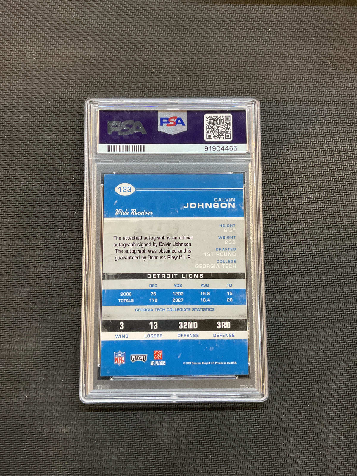 2007 Playoff Contenders Calvin Johnson Rookie Ticket Auto PSA 10 Lions