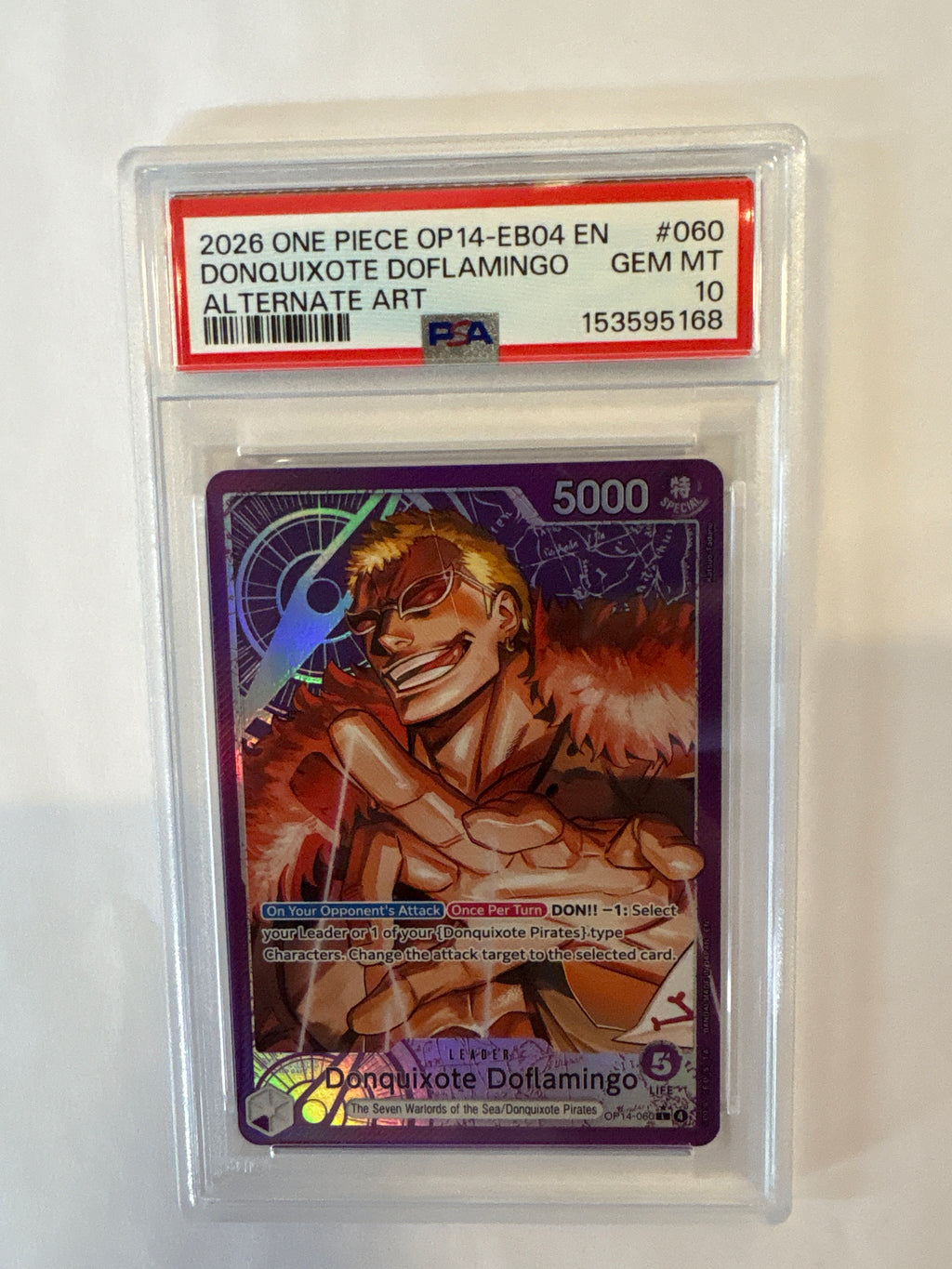2026 One Piece OP14-EB04 Donquixote Doflamingo 060 Alt Art PSA 10