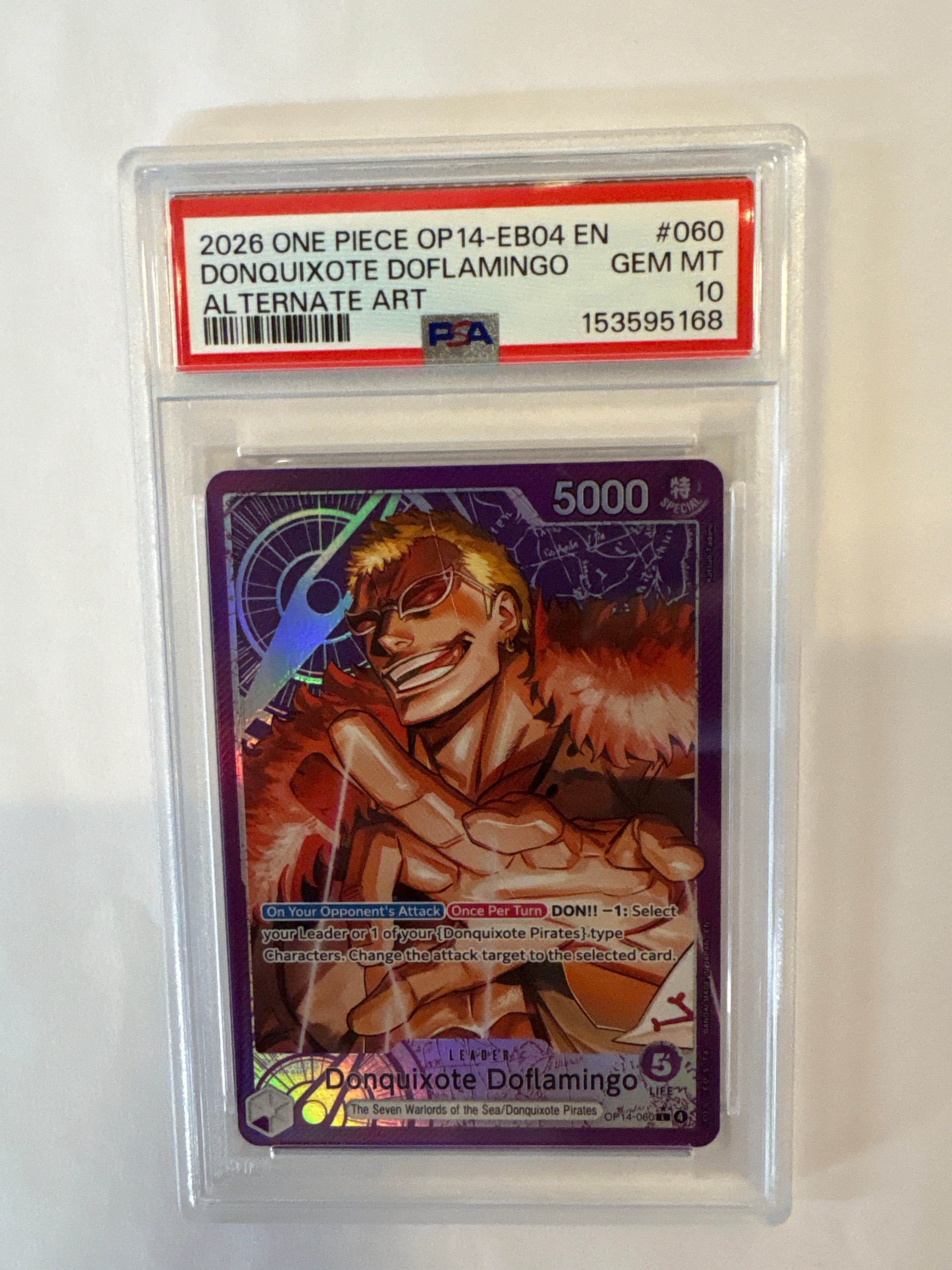 2026 One Piece OP14-EB04 Donquixote Doflamingo 060 Alt Art PSA 10