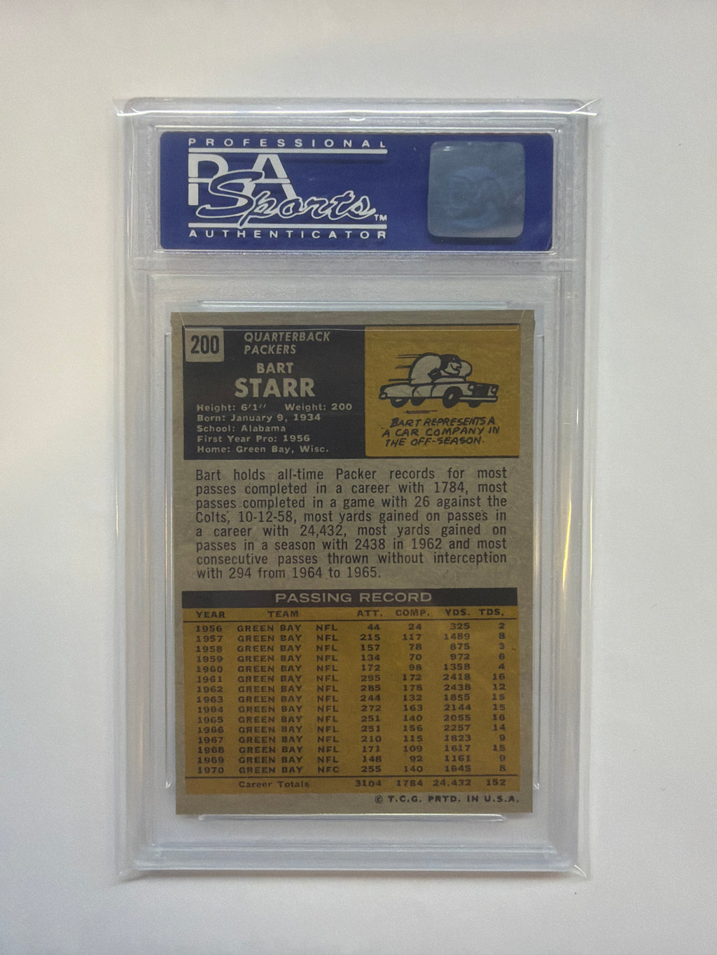 1971 Topps #200 Bart Starr Rookie PSA 8 Packers