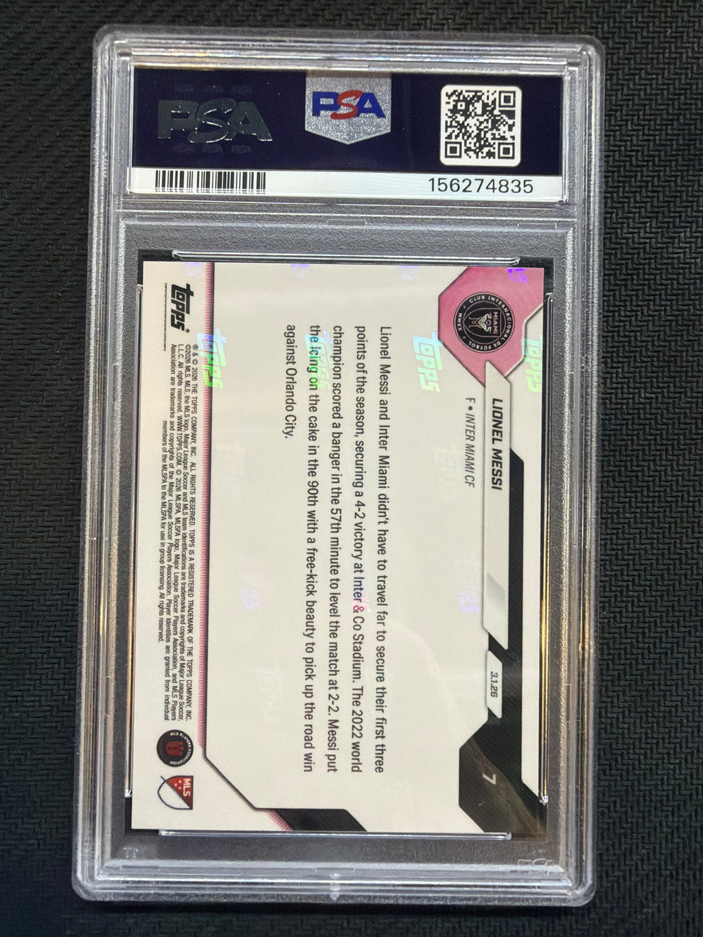 2026 Topps Now MLS Lionel Messi #7 South Beach PSA 9 835