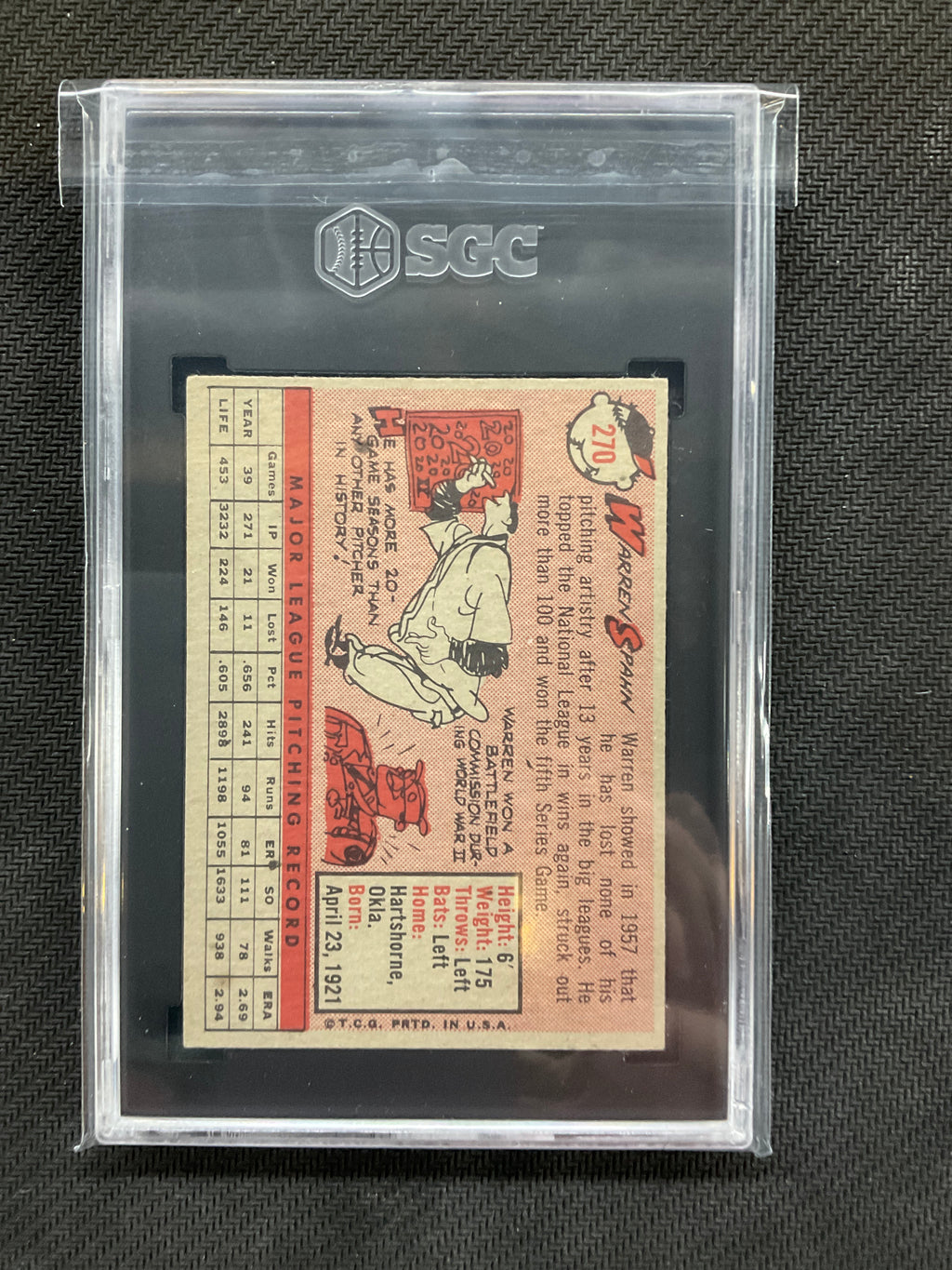 1958 Topps Warren Spahn #270 SGC 4.5 Braves