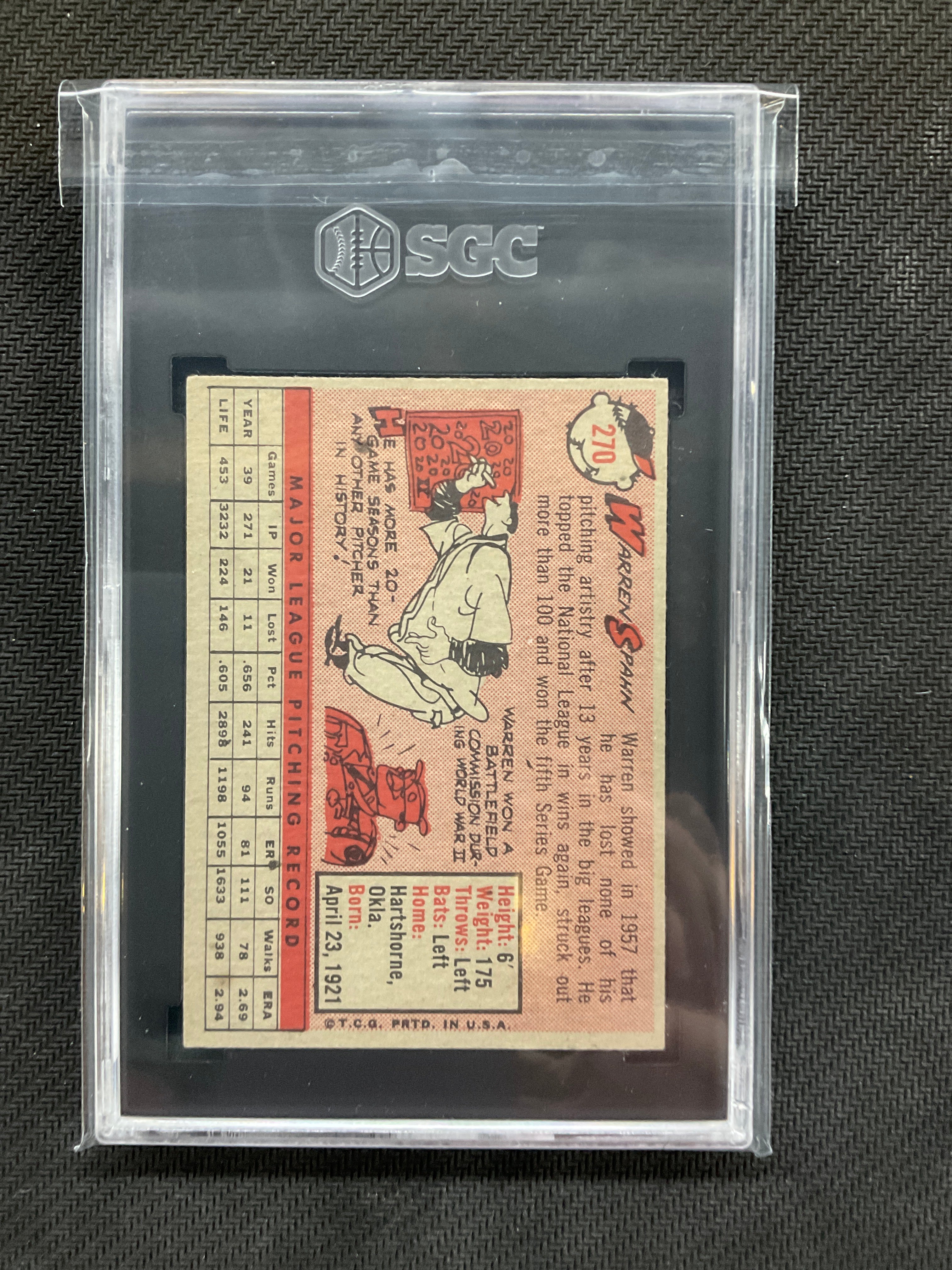 1958 Topps Warren Spahn #270 SGC 4.5 Braves