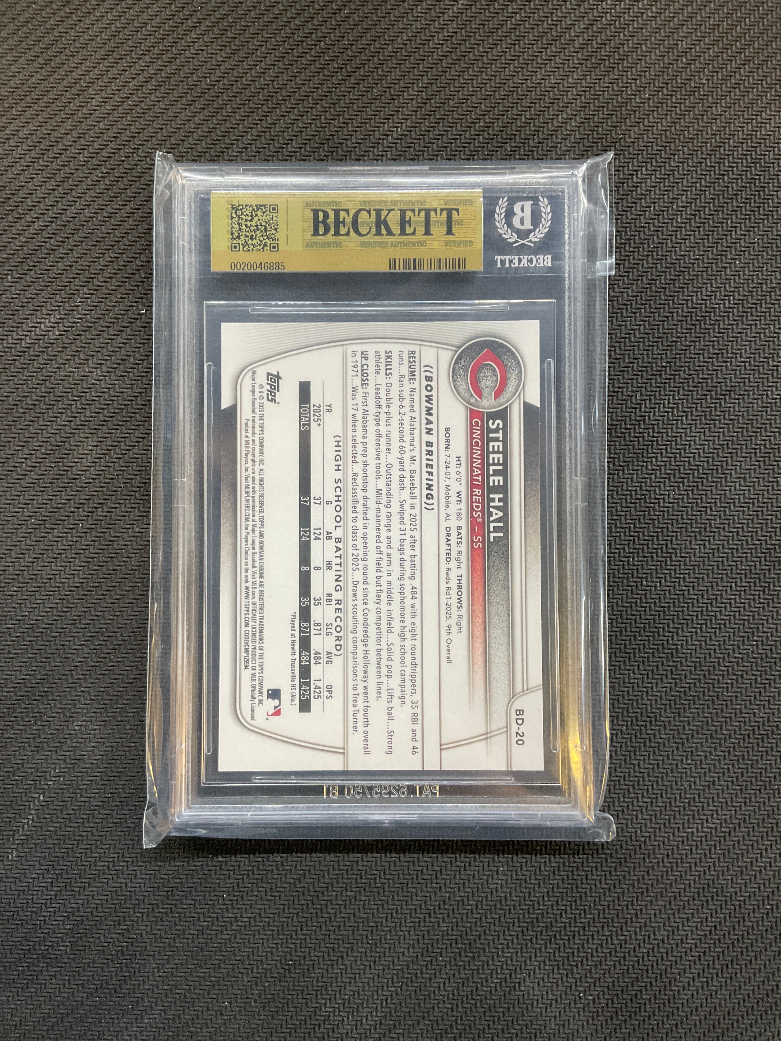 2025 Bowman Draft Paper Steele Hall BGS 9.5 Reds