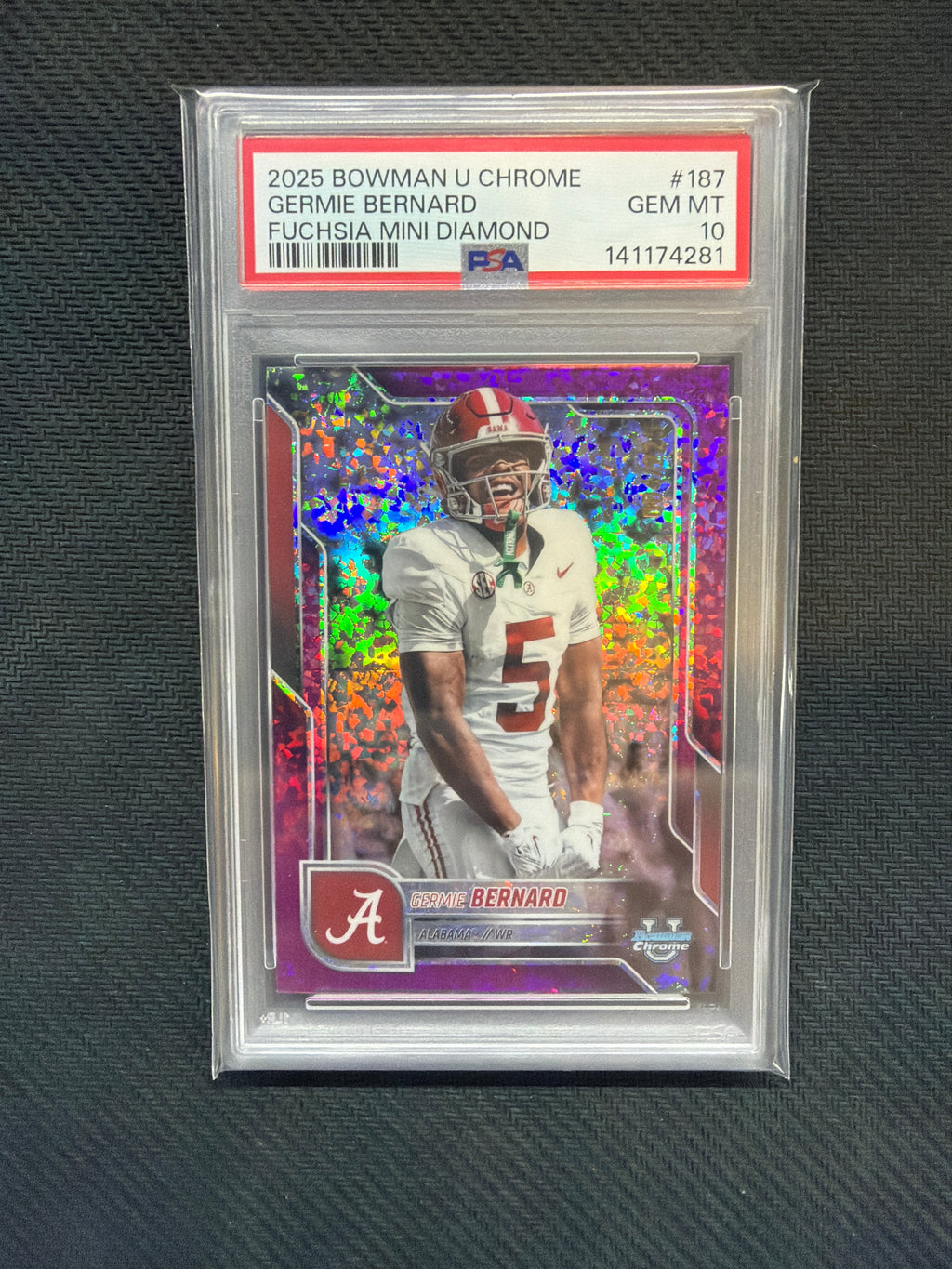 2025 Bowman U Chrome Germie Bernard Fuchsia Mini /225 PSA 10 Alabama 281